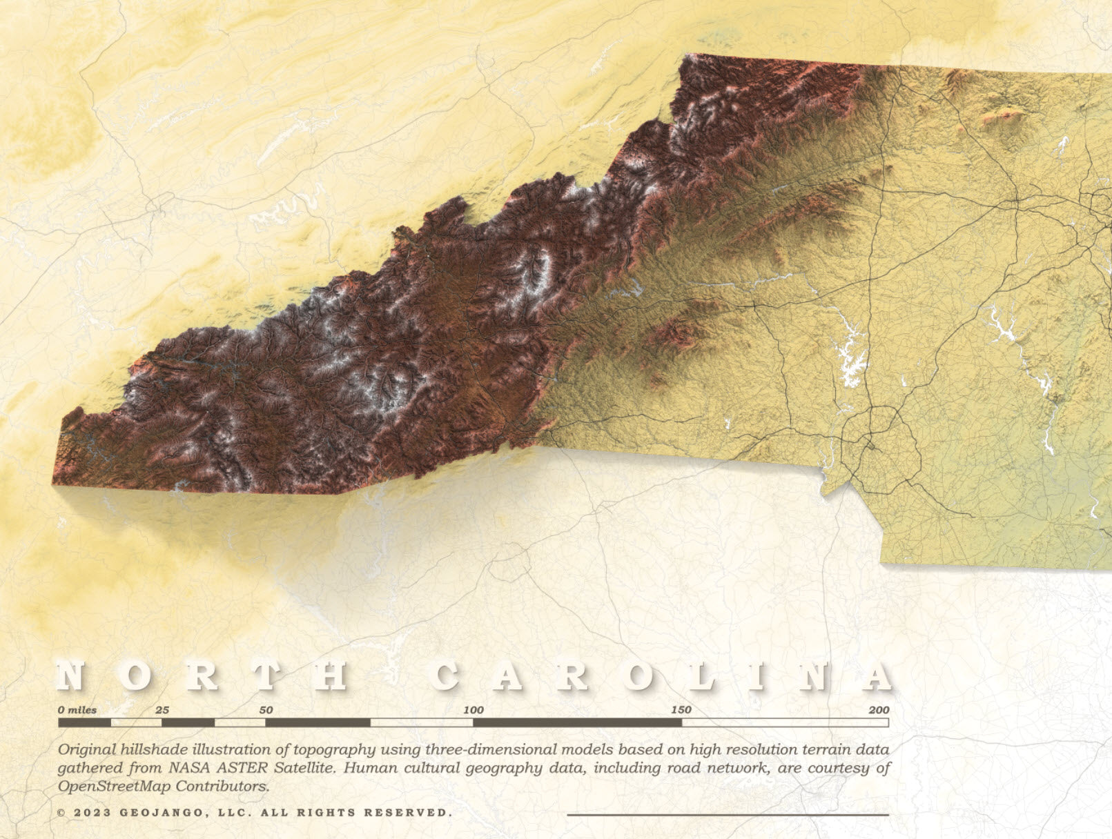 detailed north carolina Appalachian mountains
