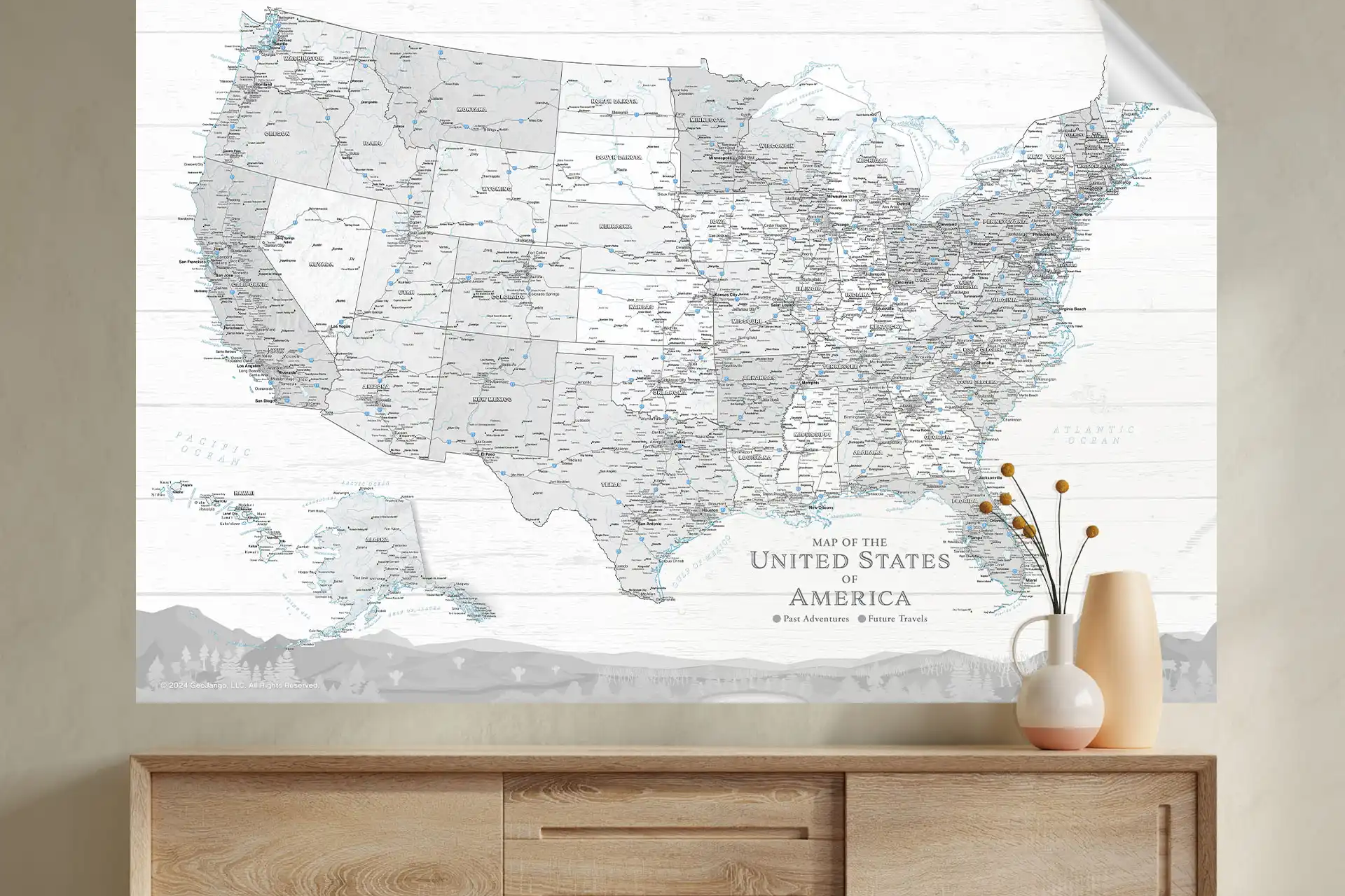 usa wall map laminated large