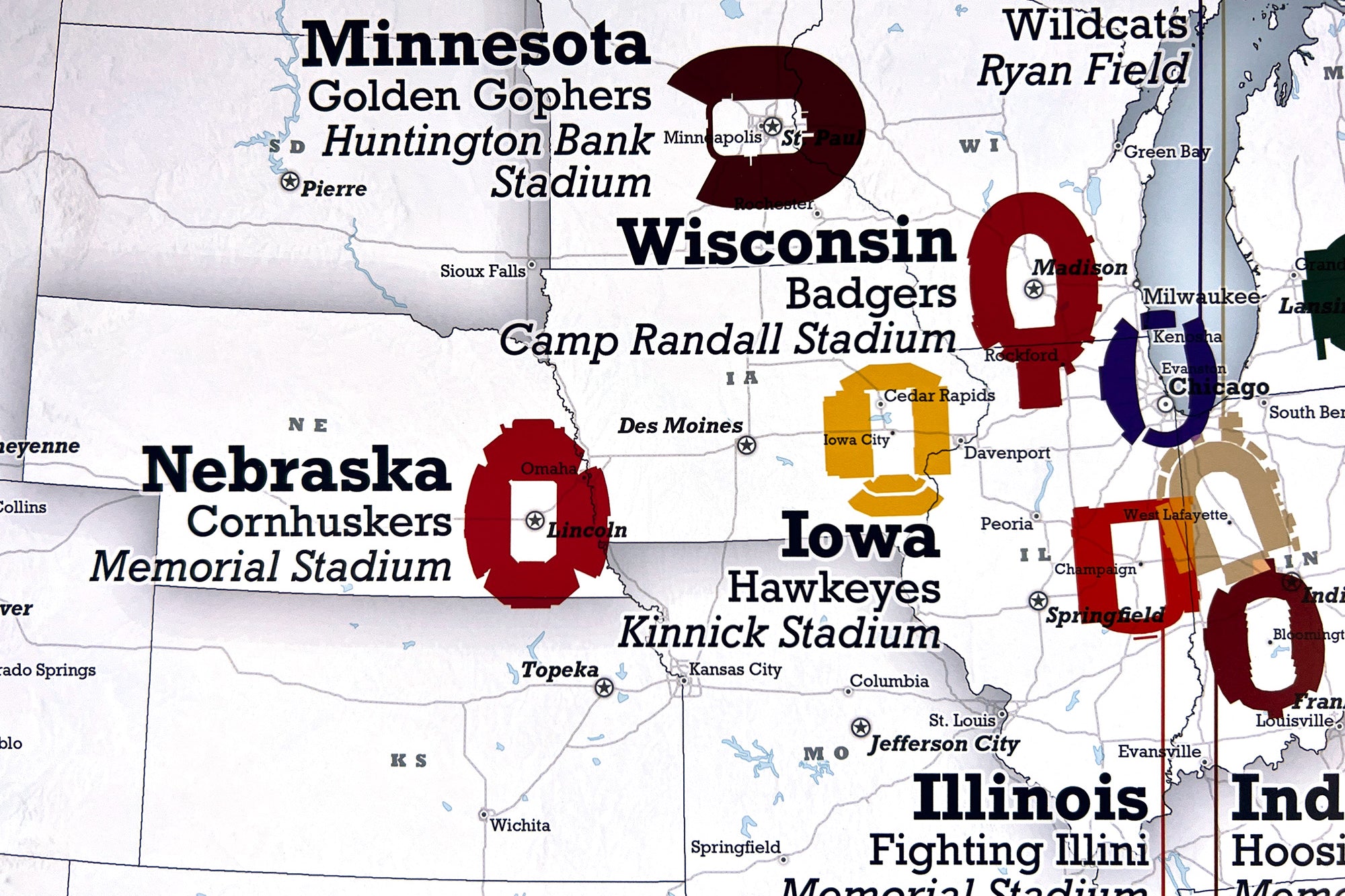 Big Ten Teams Schools Map