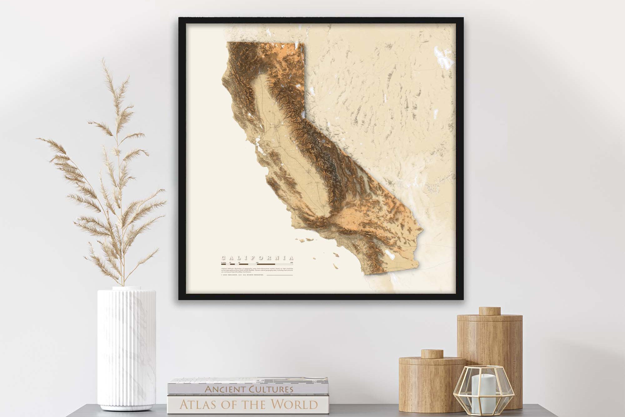 sierra neveda mountain topography map