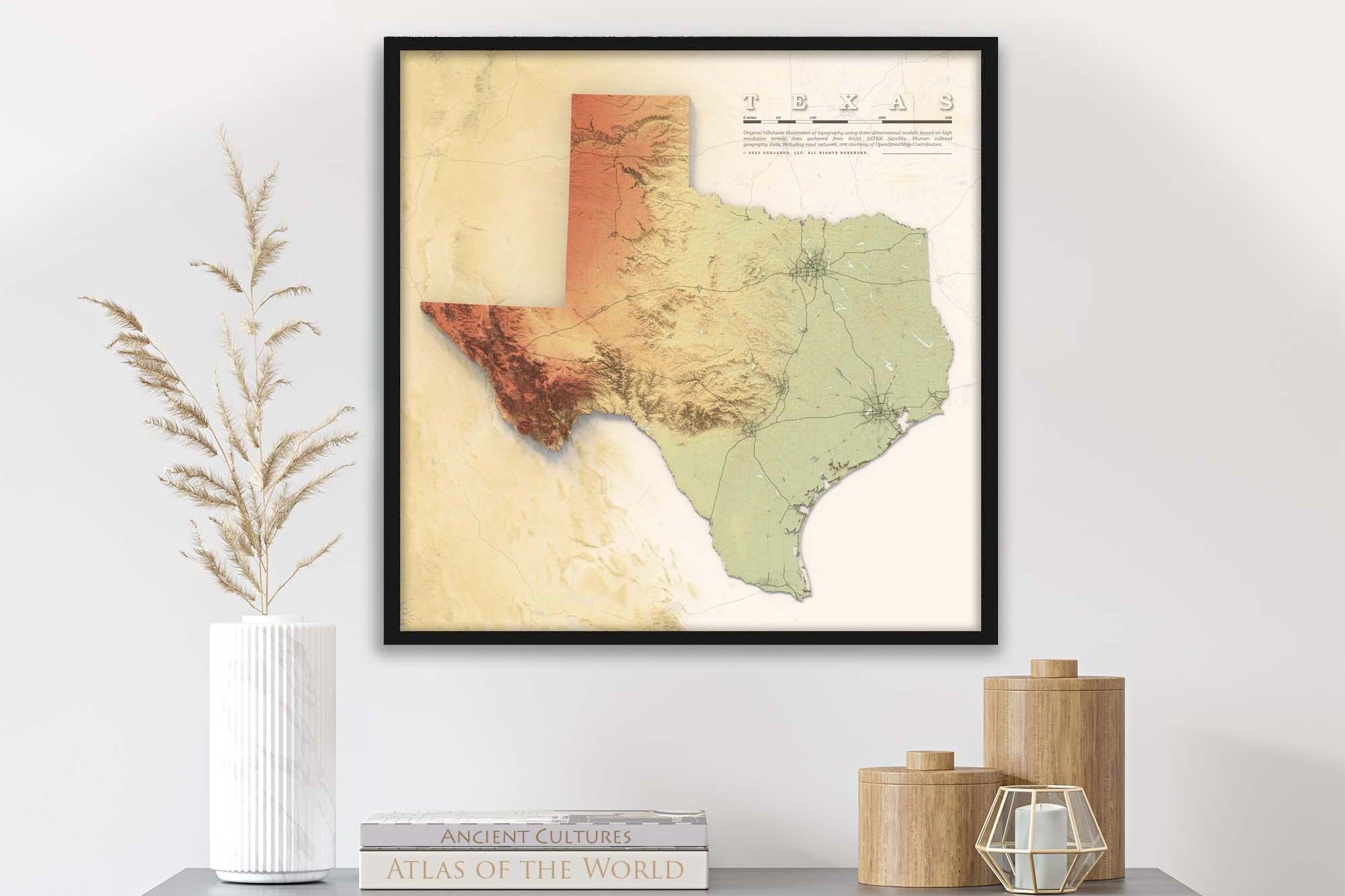 Texas Shaded Relief Map