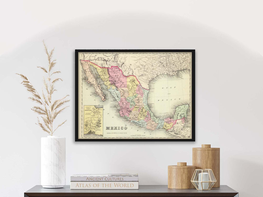 Vintage 1856 Map of Mexico