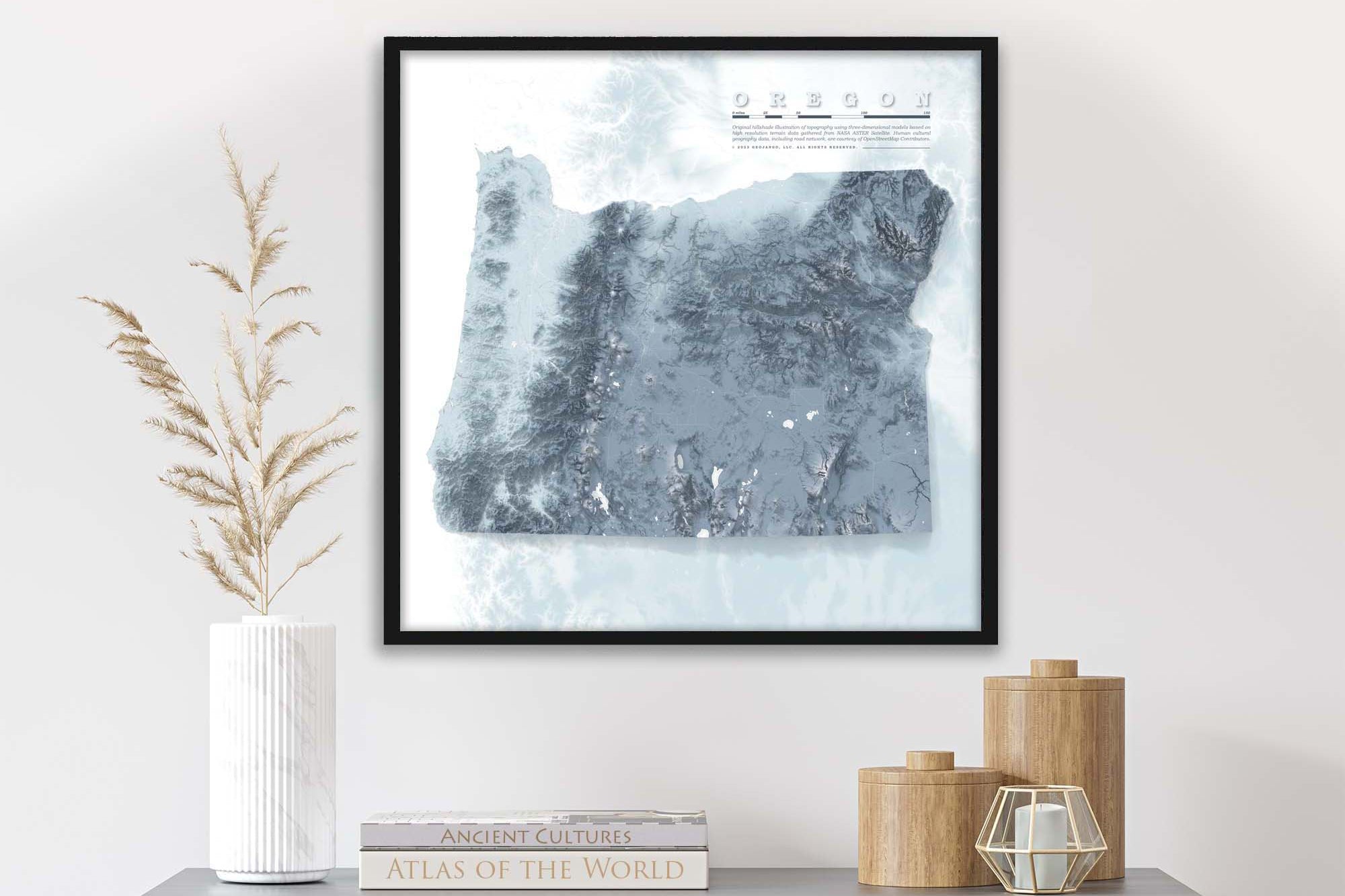 map of oregon mountains wall map