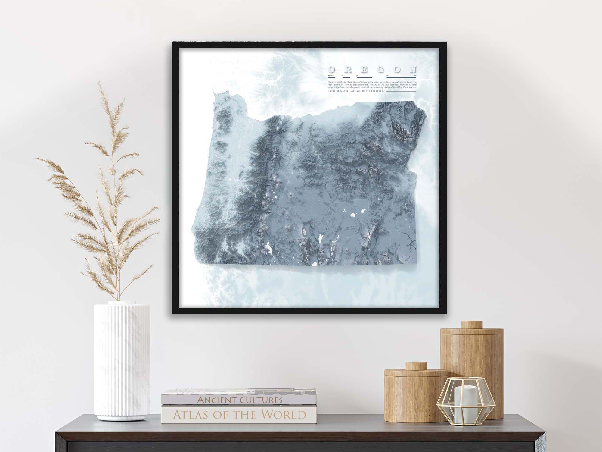 map of oregon mountains wall map