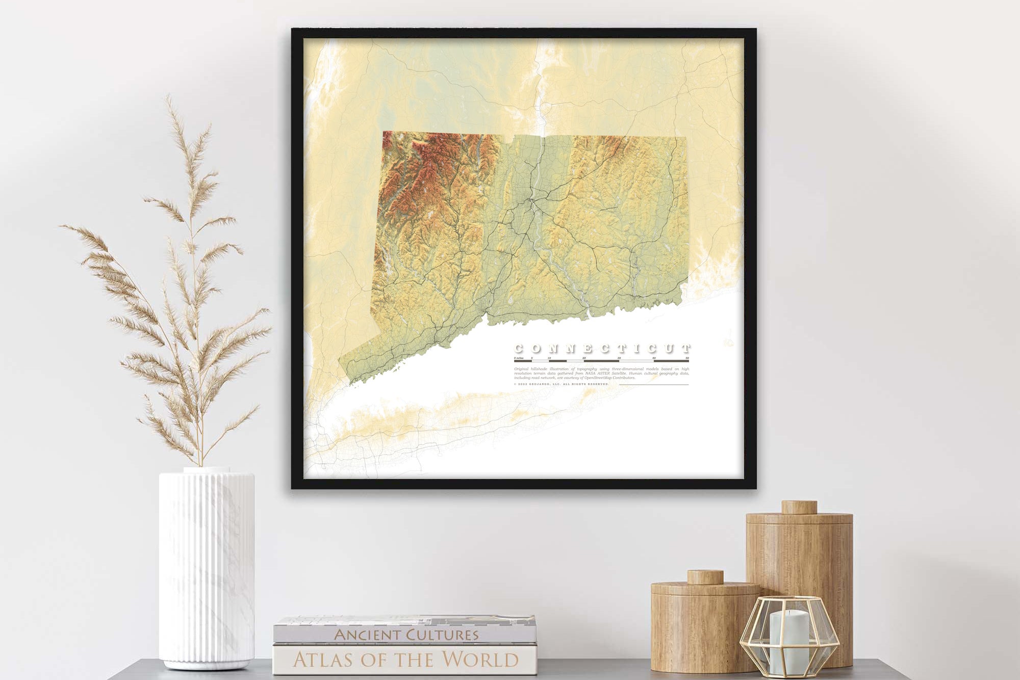 Elevation map of Connecticut