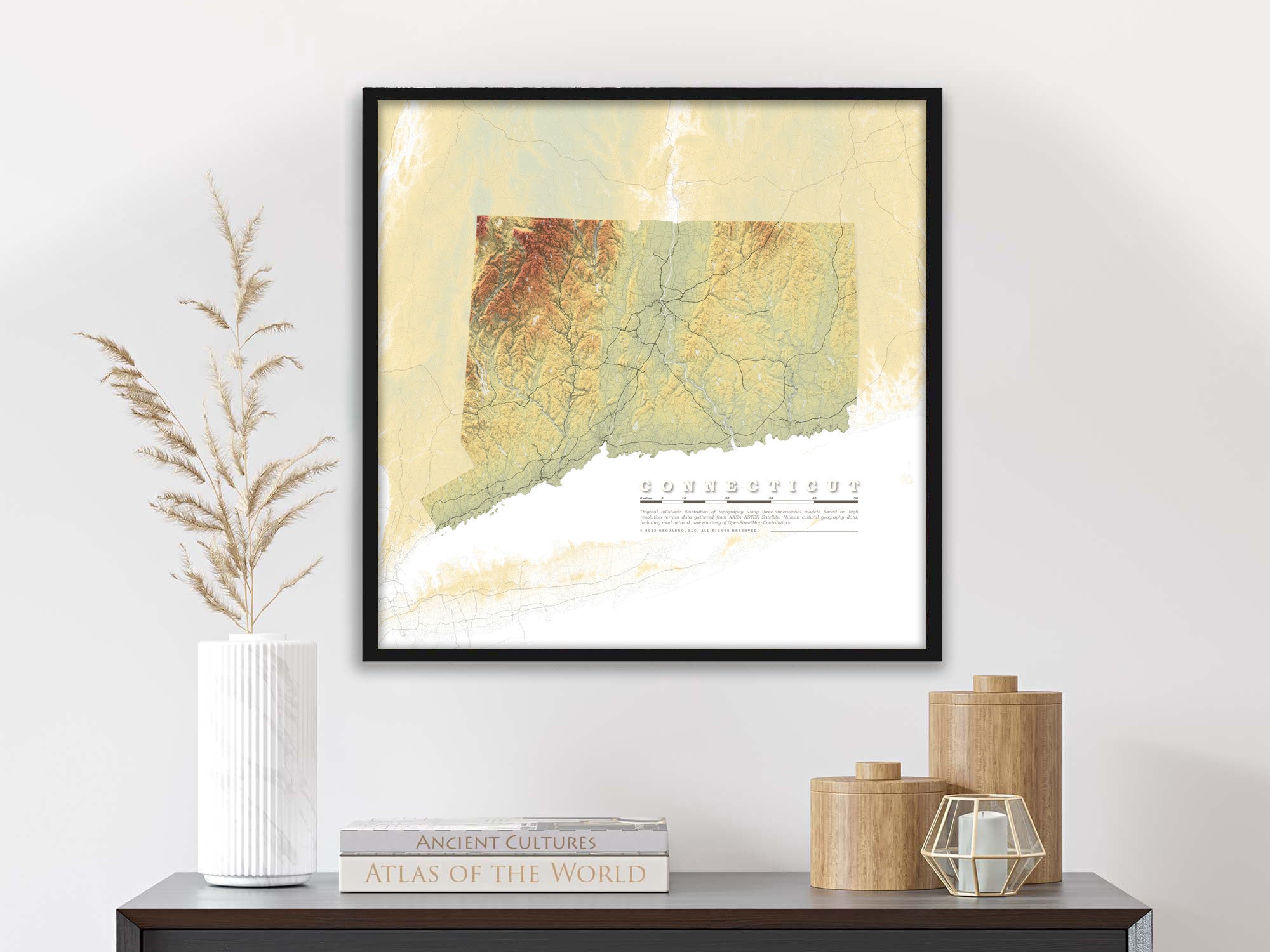 Elevation map of Connecticut