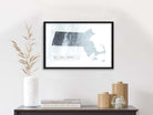 framed elevation map of massachusetts
