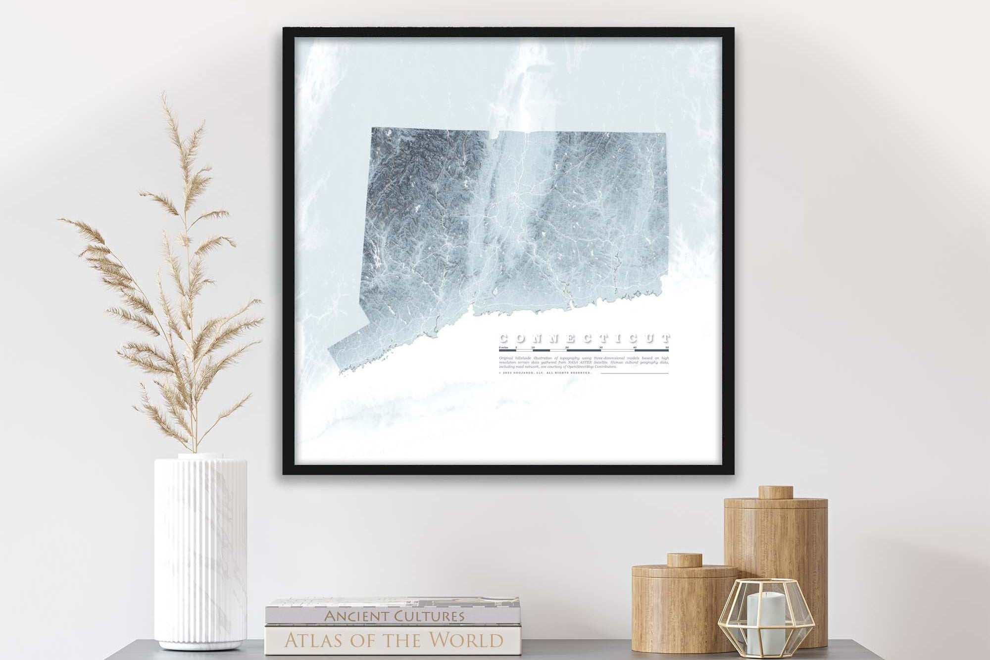Connecticut elevation map fine art print