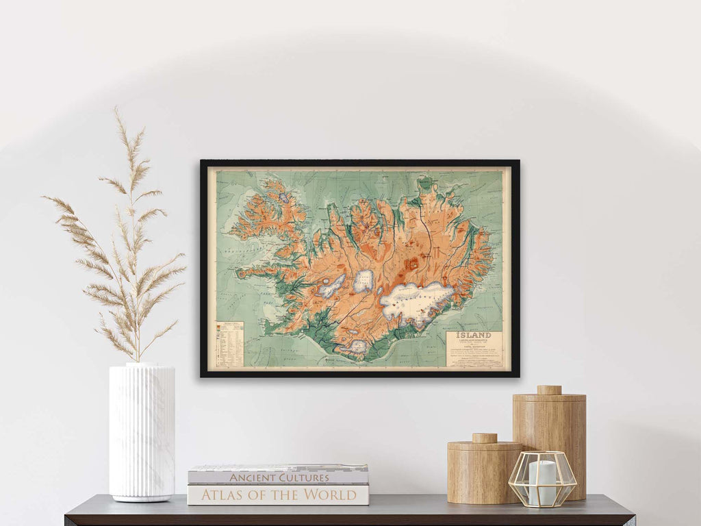 Vintage 1928 Map of Iceland