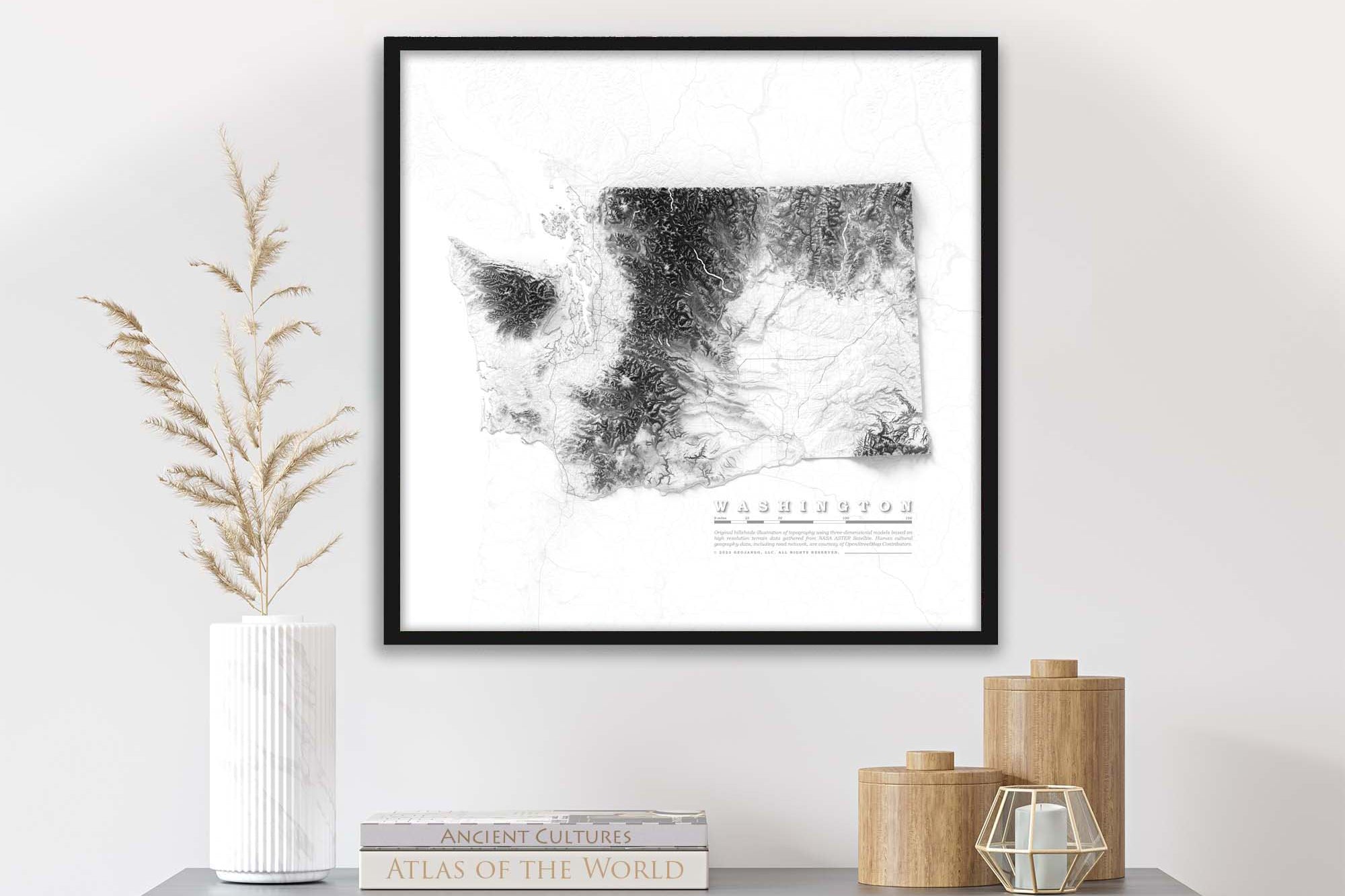 minimalist washington elevation map