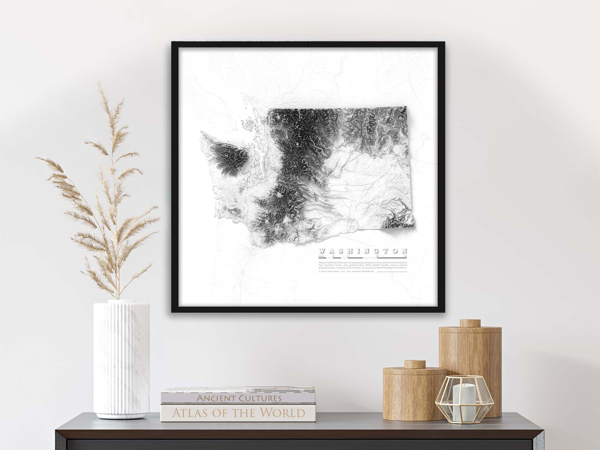 minimalist washington elevation map