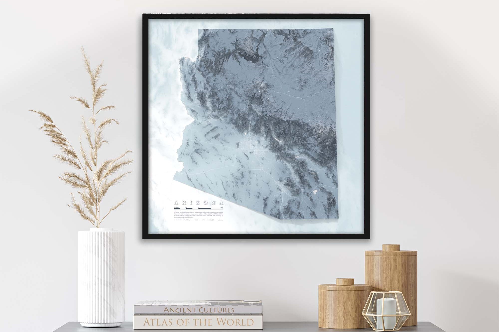 Arizona Elevation map with roads