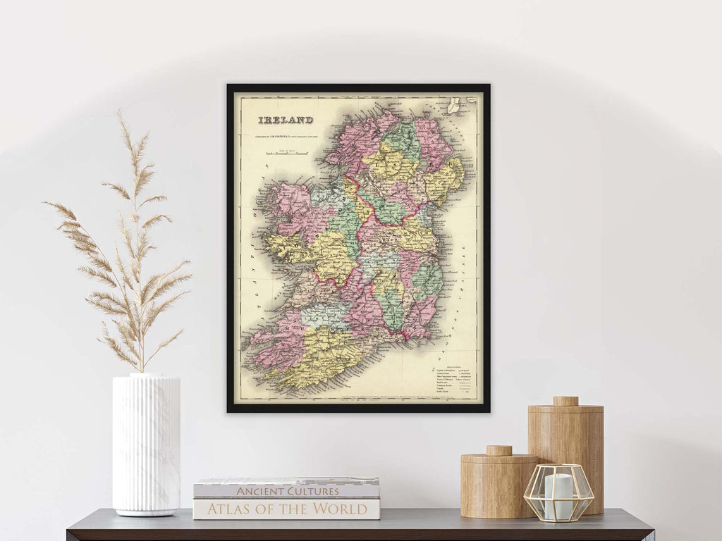 Vintage 1856 Map of Ireland