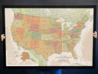 Framed USA Map Greens Browns