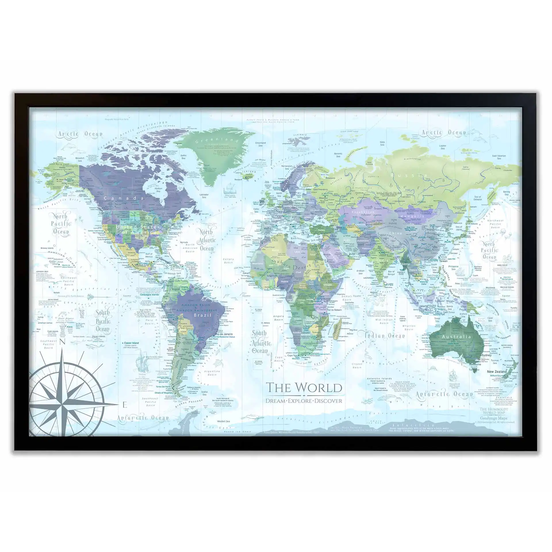 framed world map canvas