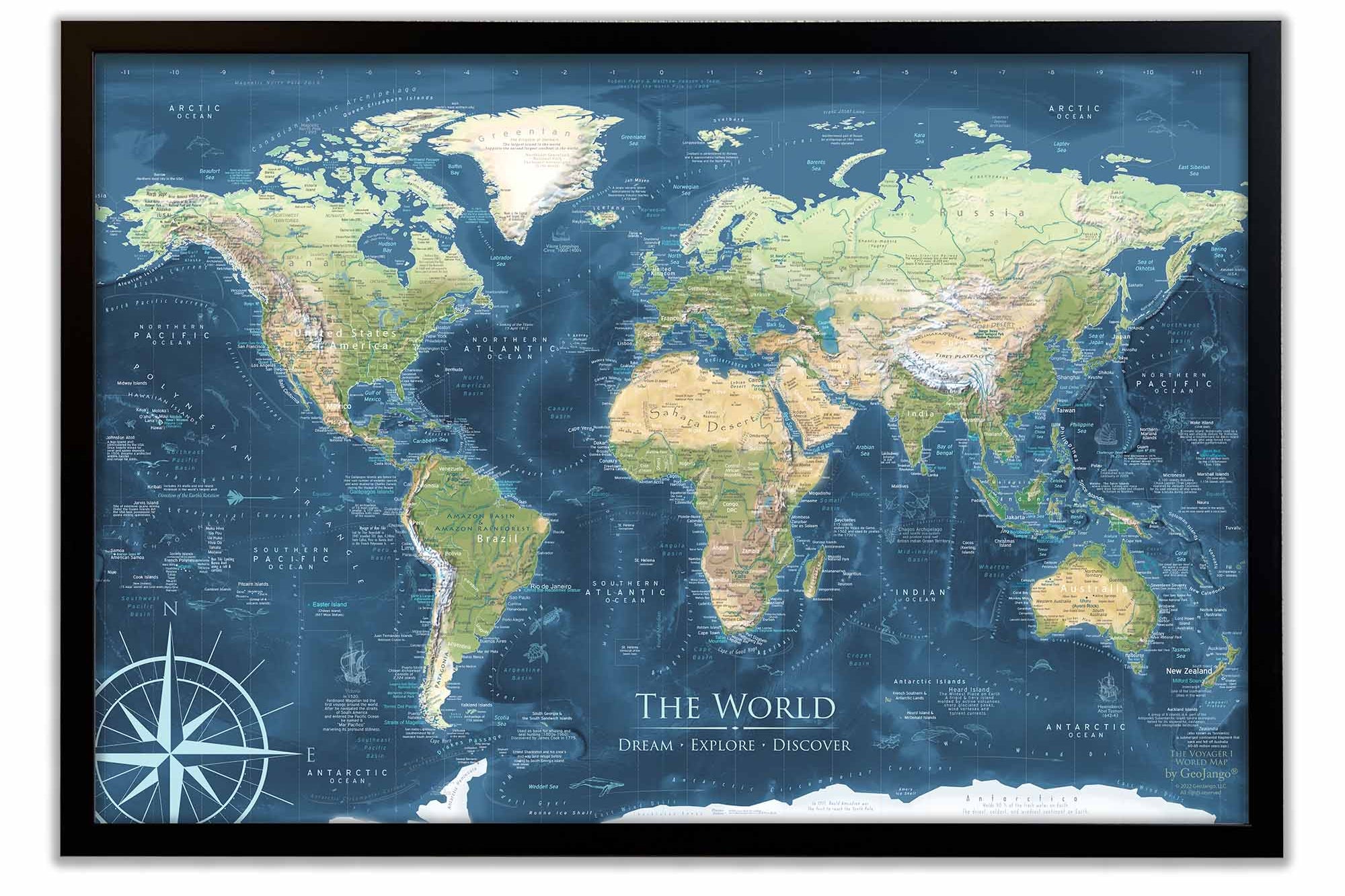 world map push pin