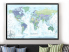 giant world map for travelers with pins