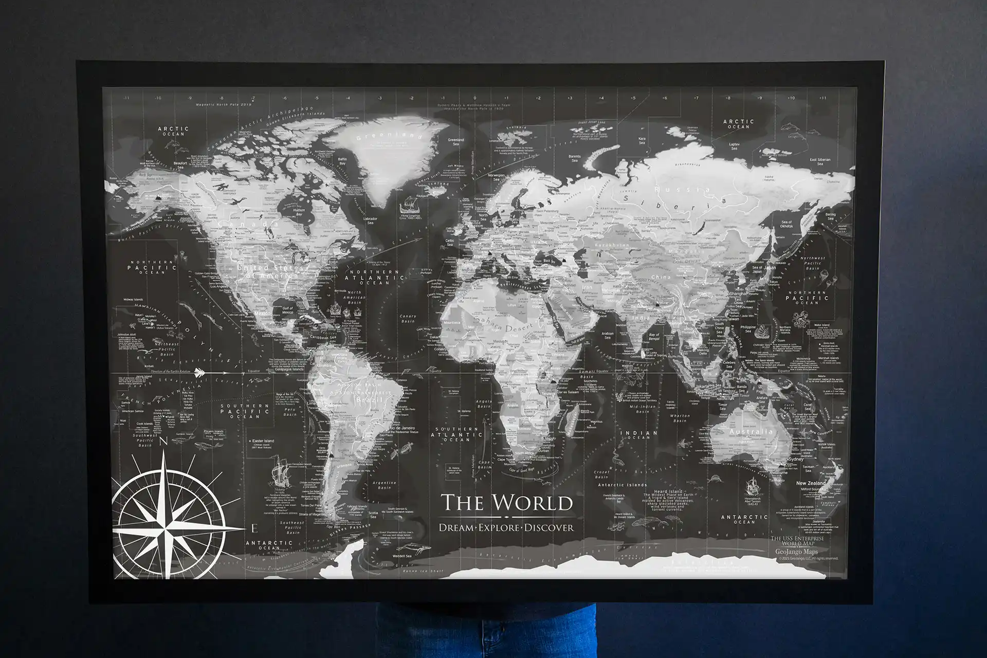 black and white world map