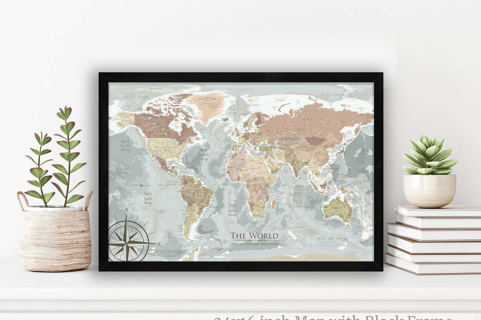 small framed world map