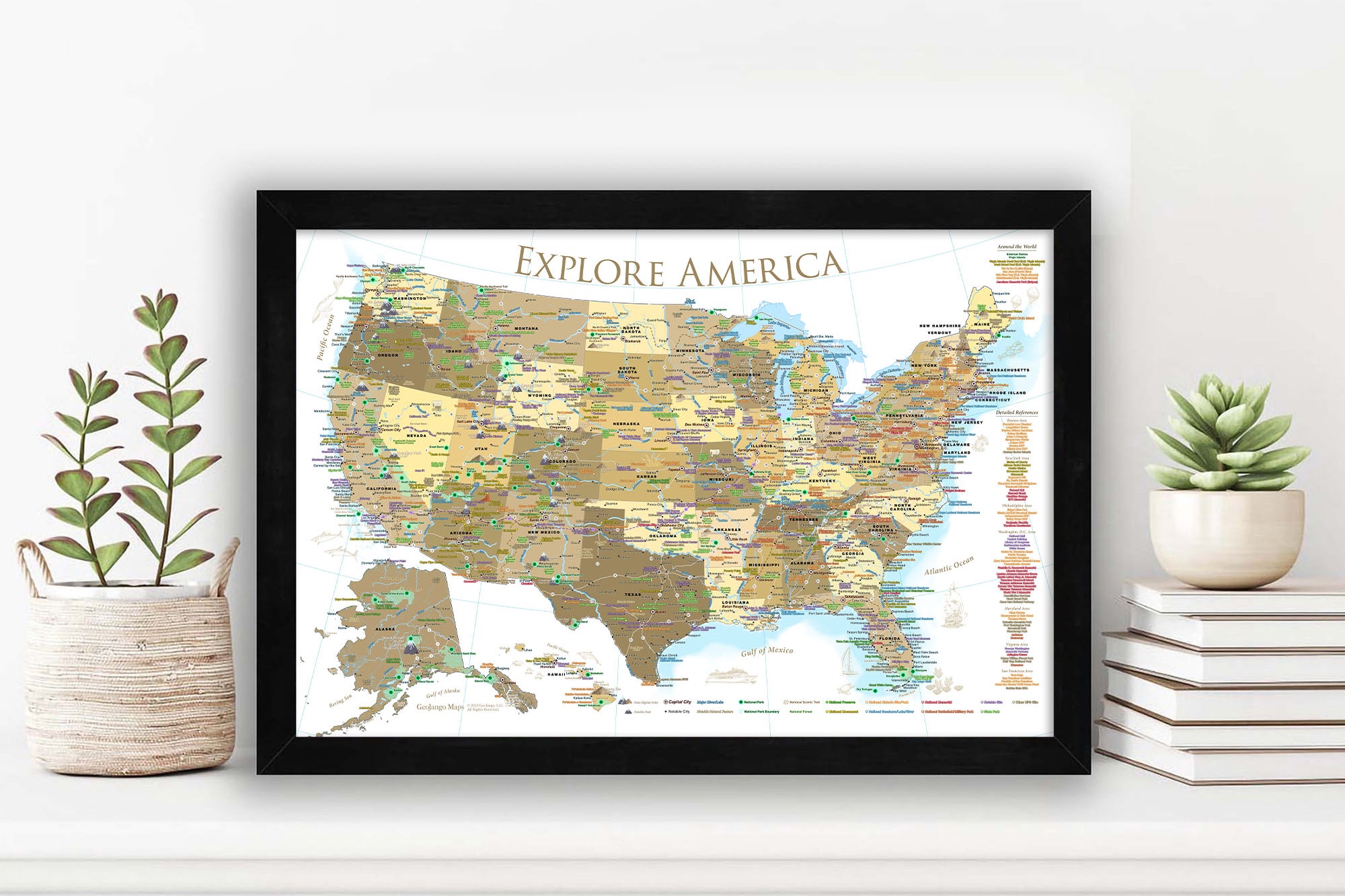 national parks map with push pins