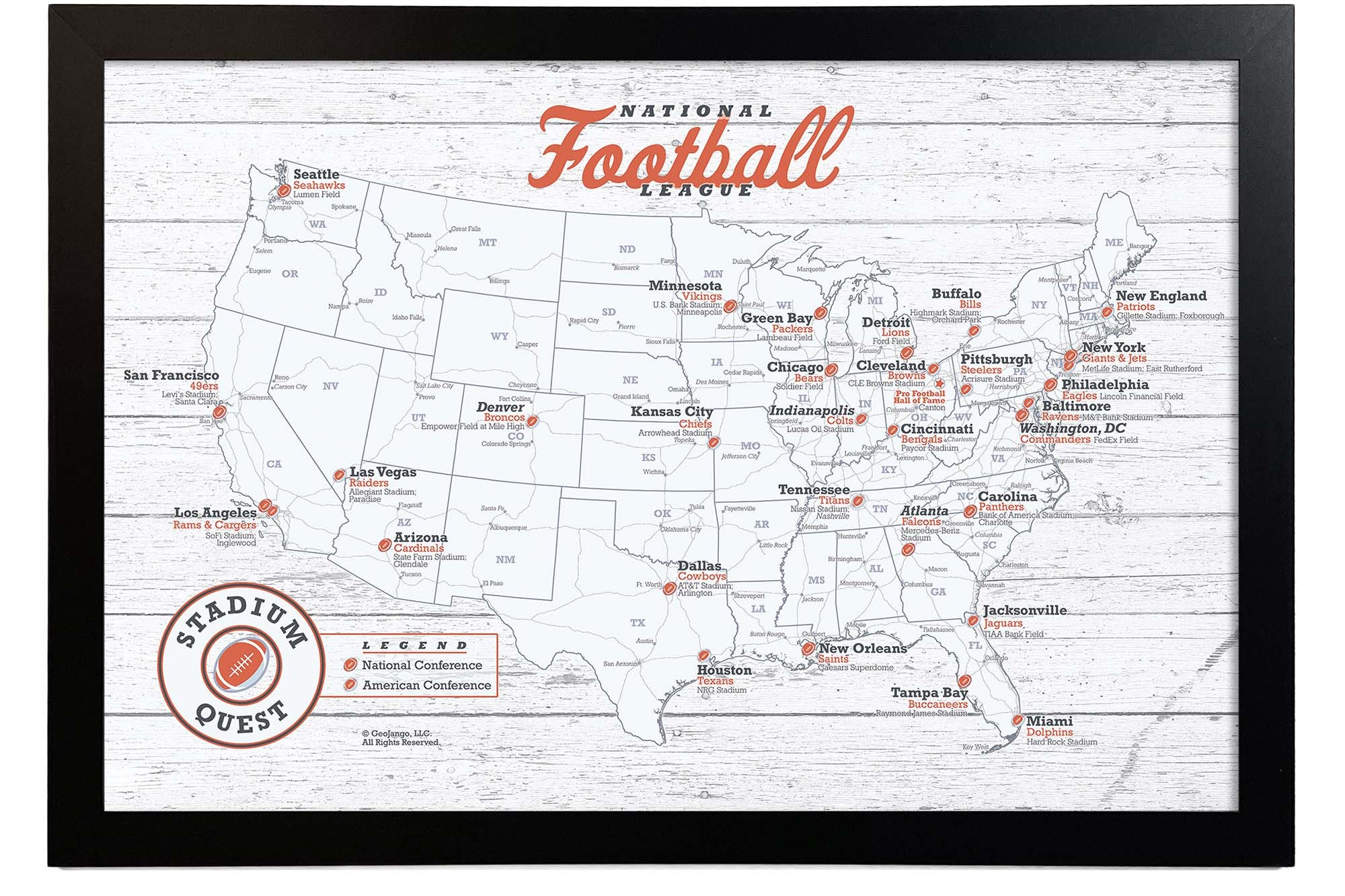 Football Teams Wall Map