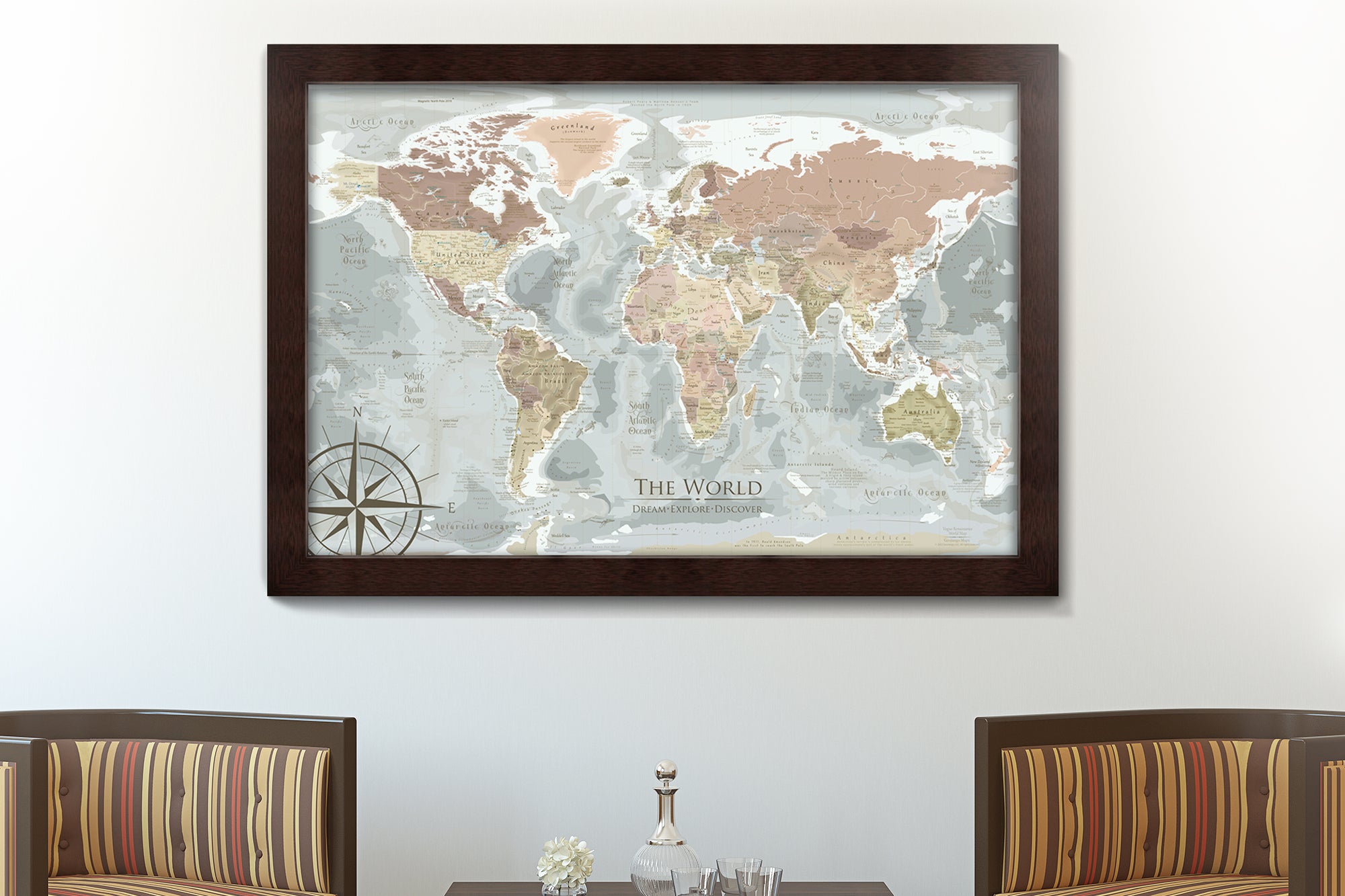 Classic world map for wall