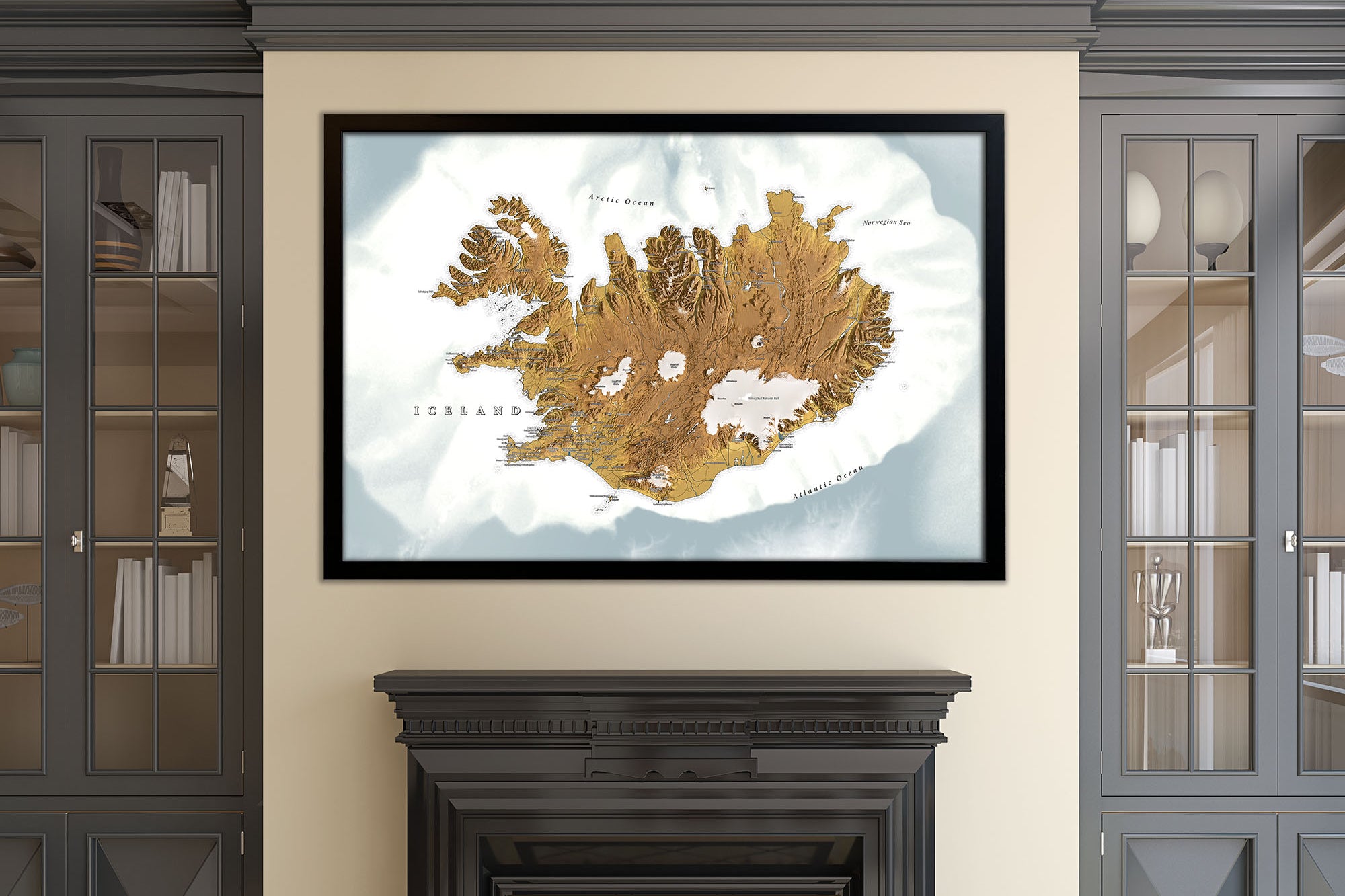 Iceland framed wall map