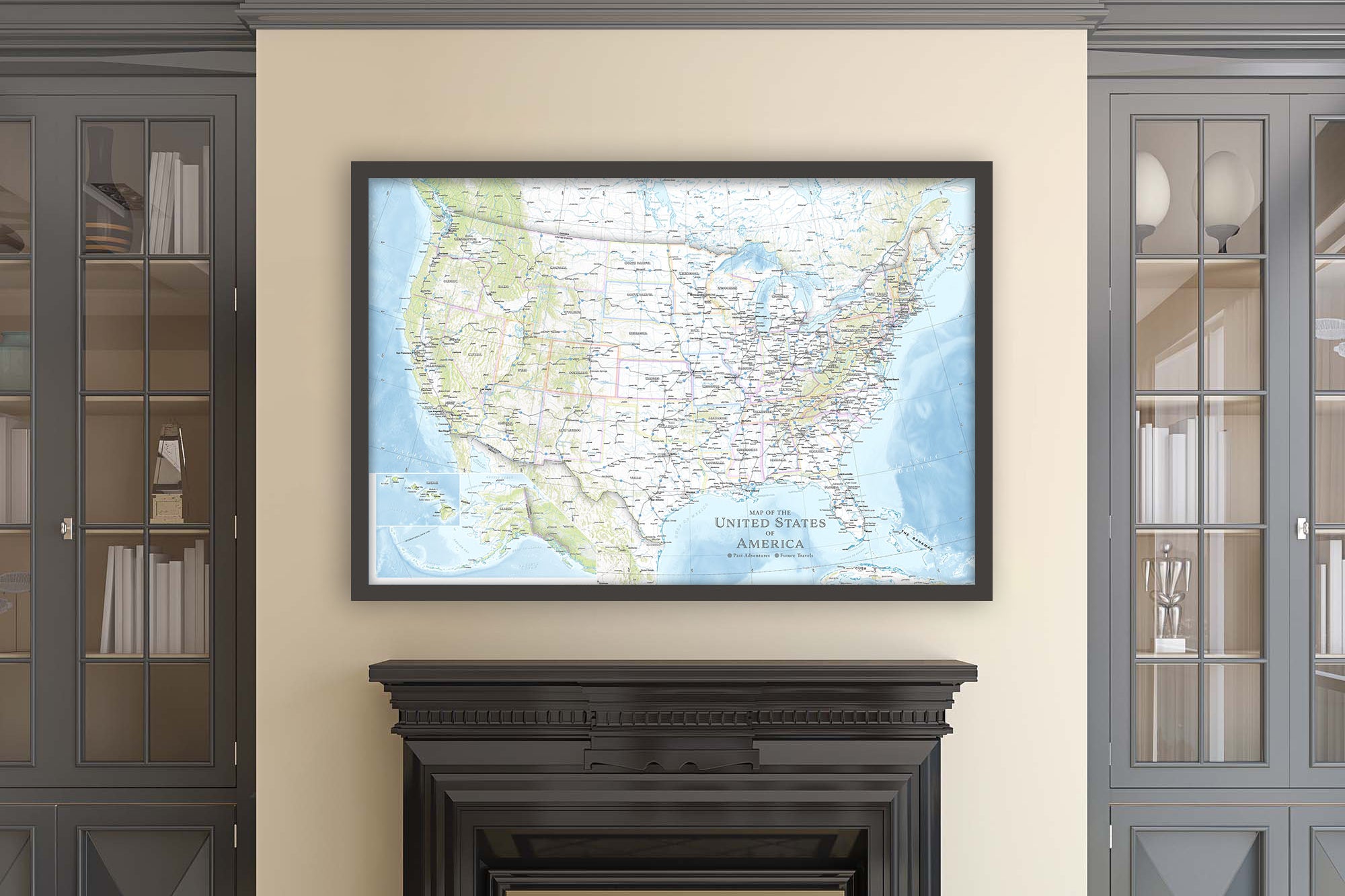 framed usa road map