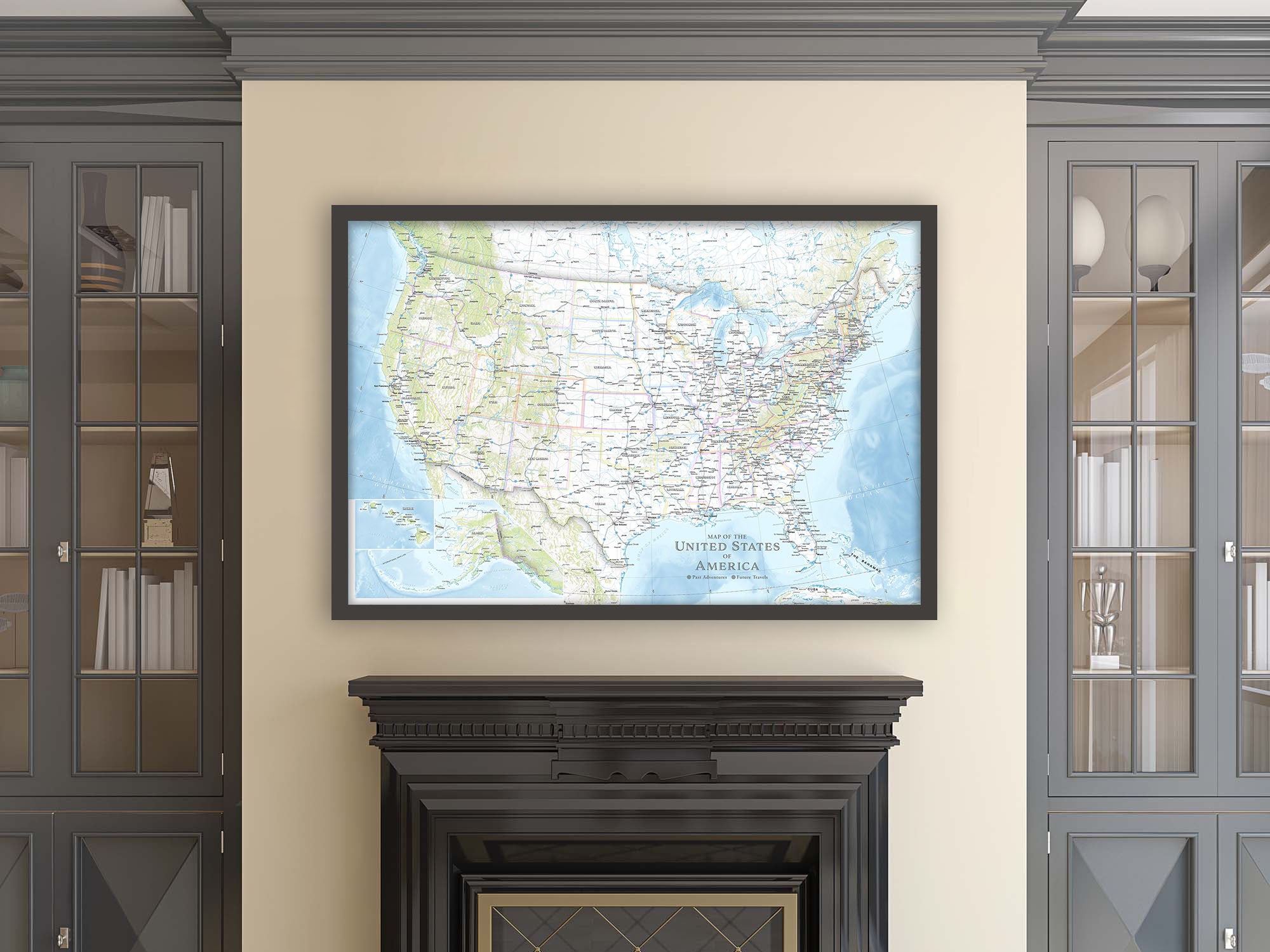 framed usa road map