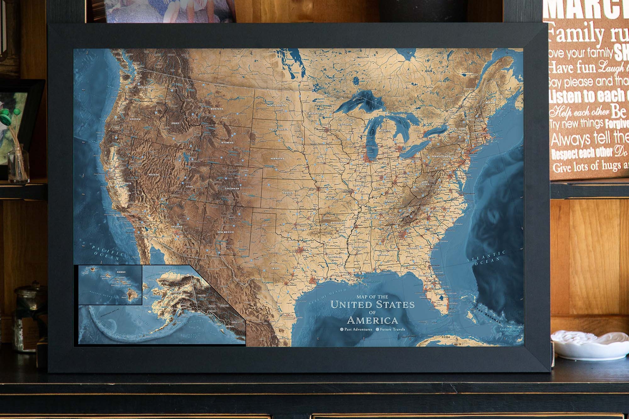 Map of the USA with cities