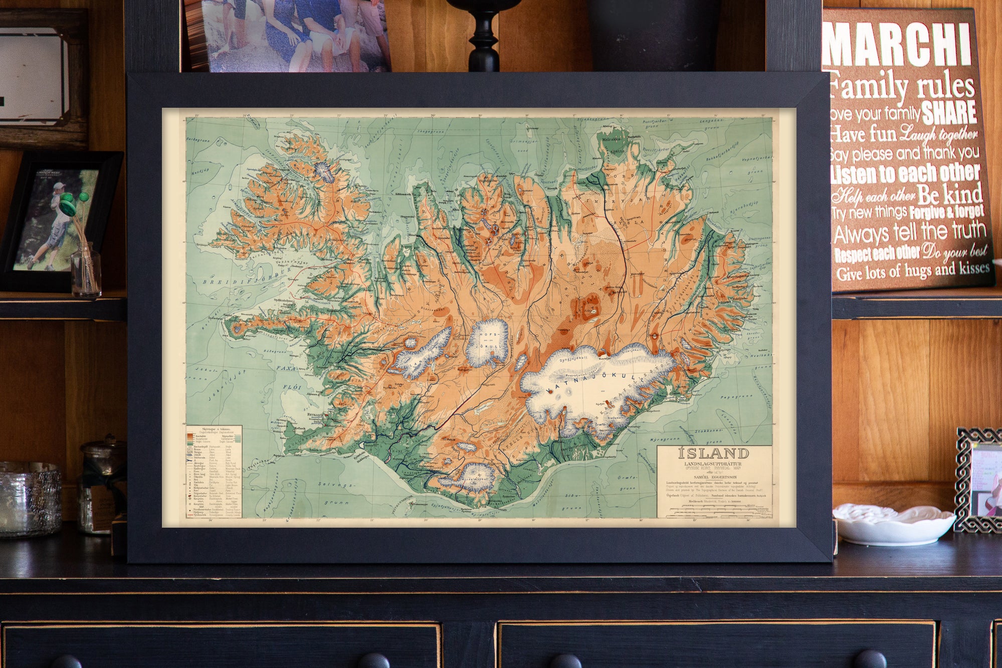historical iceland map with cities and town