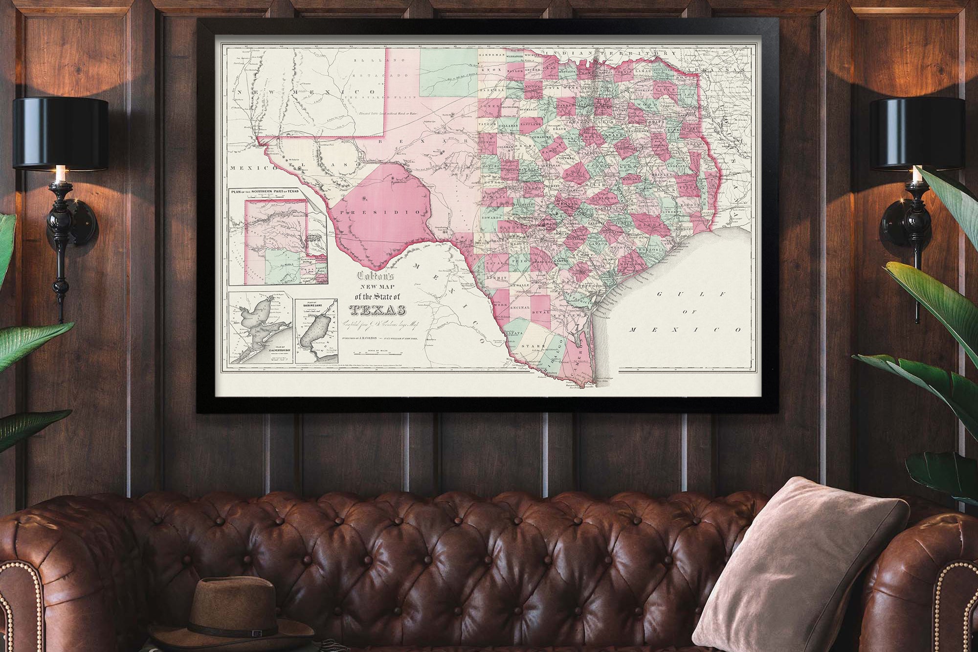 vintage texas map 1800s