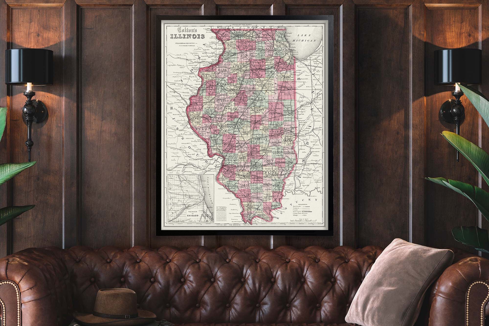 Vintage Illinois wall art