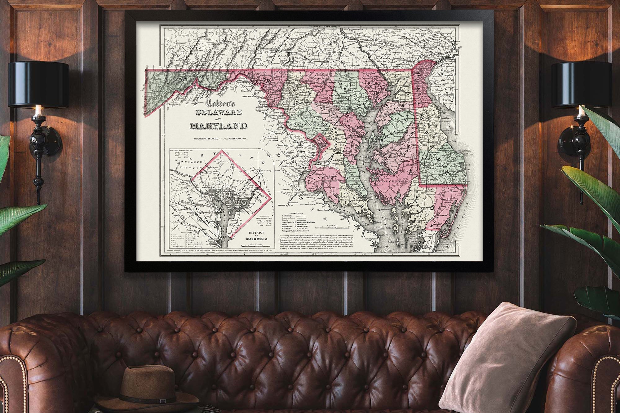 Antique State Map of Delaware