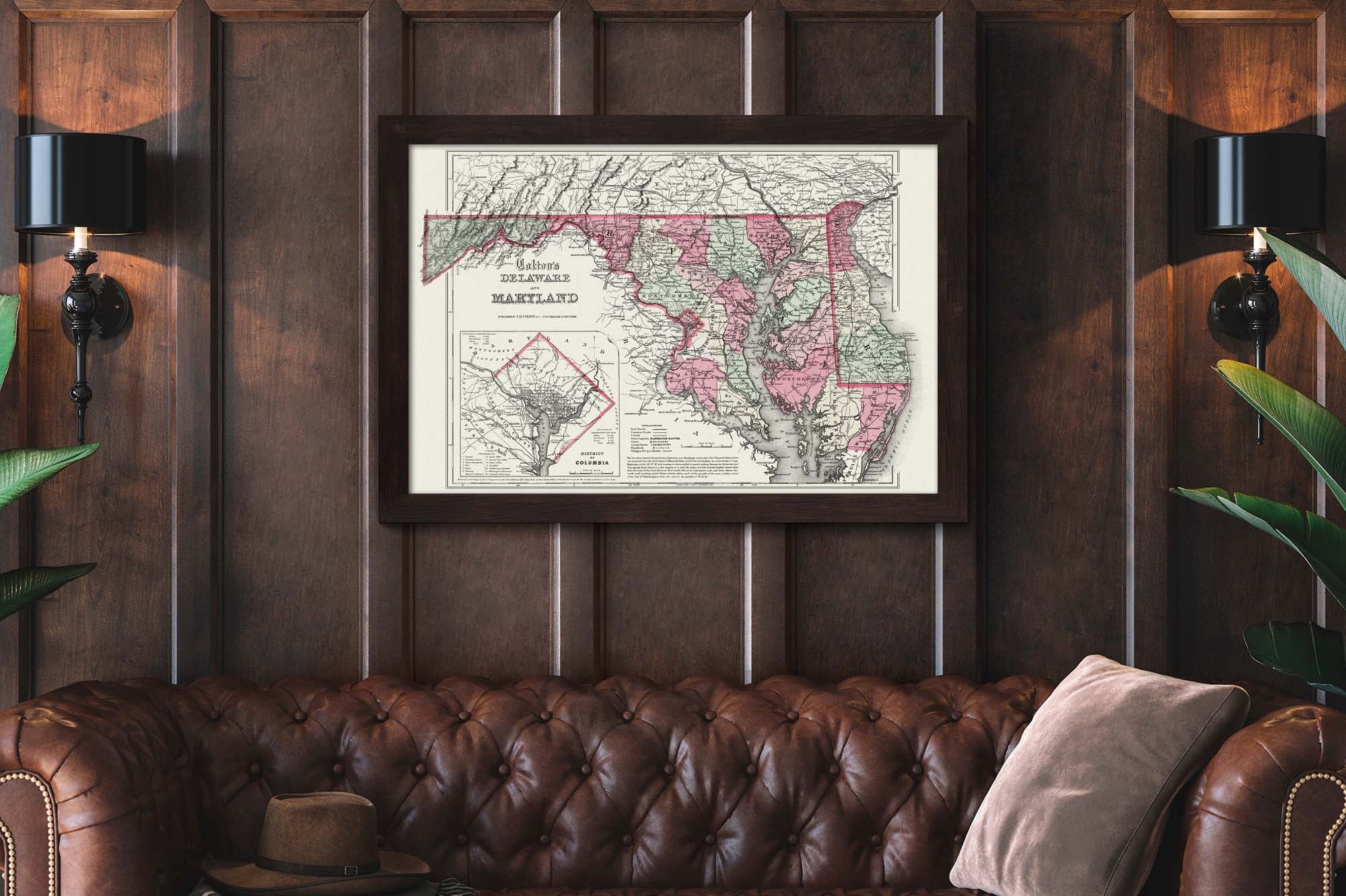 Antique State Map of Delaware and Maryland