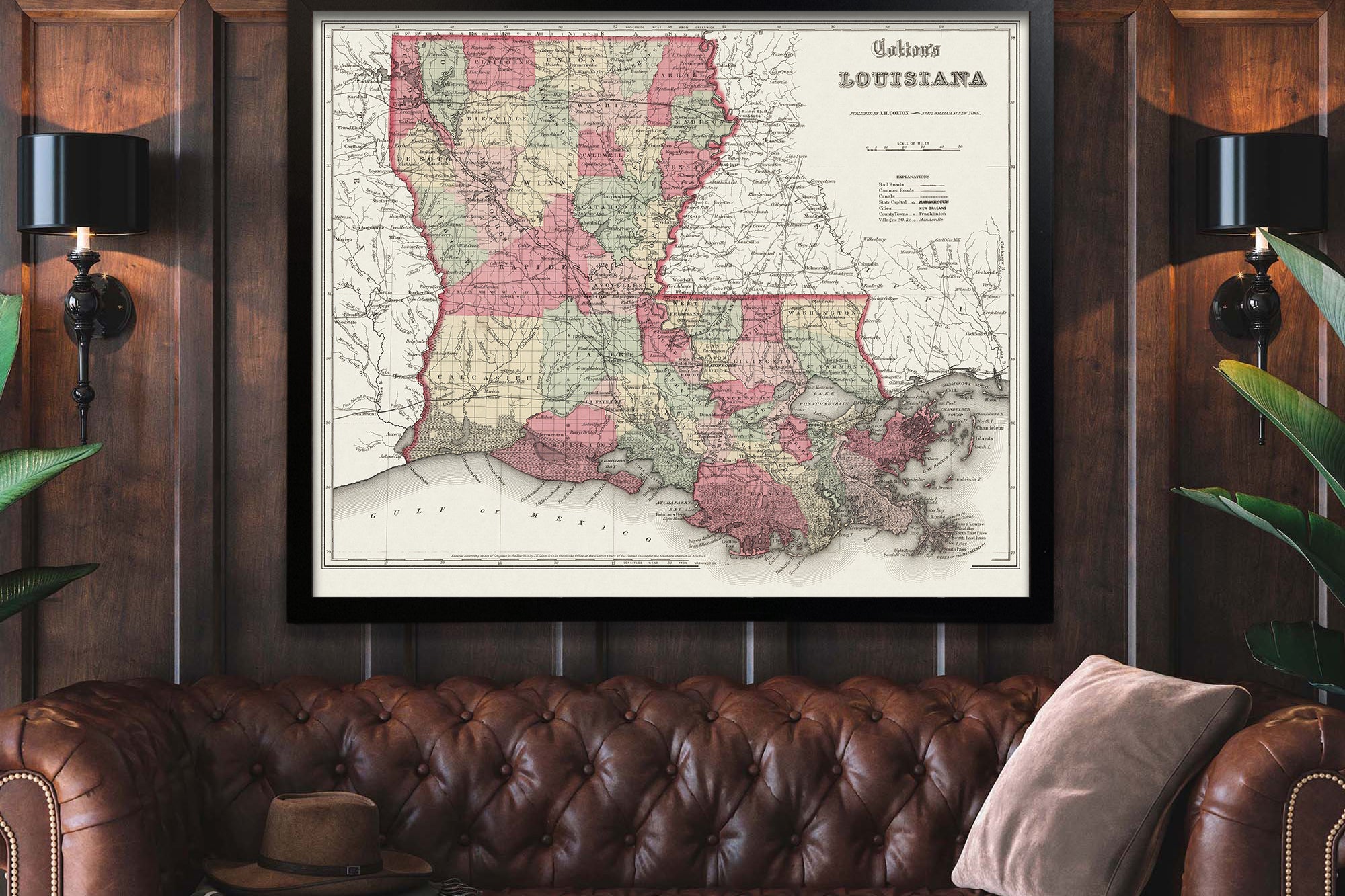 1850 Louisiana map