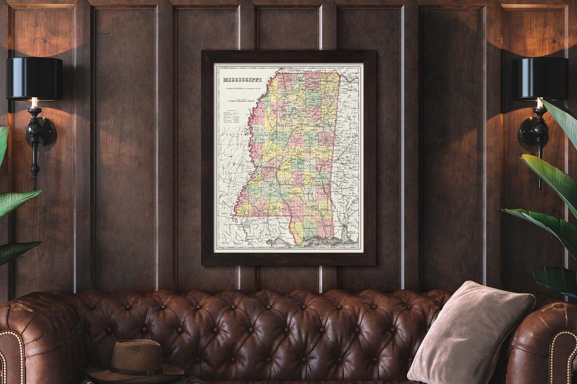 1850 Mississippi map