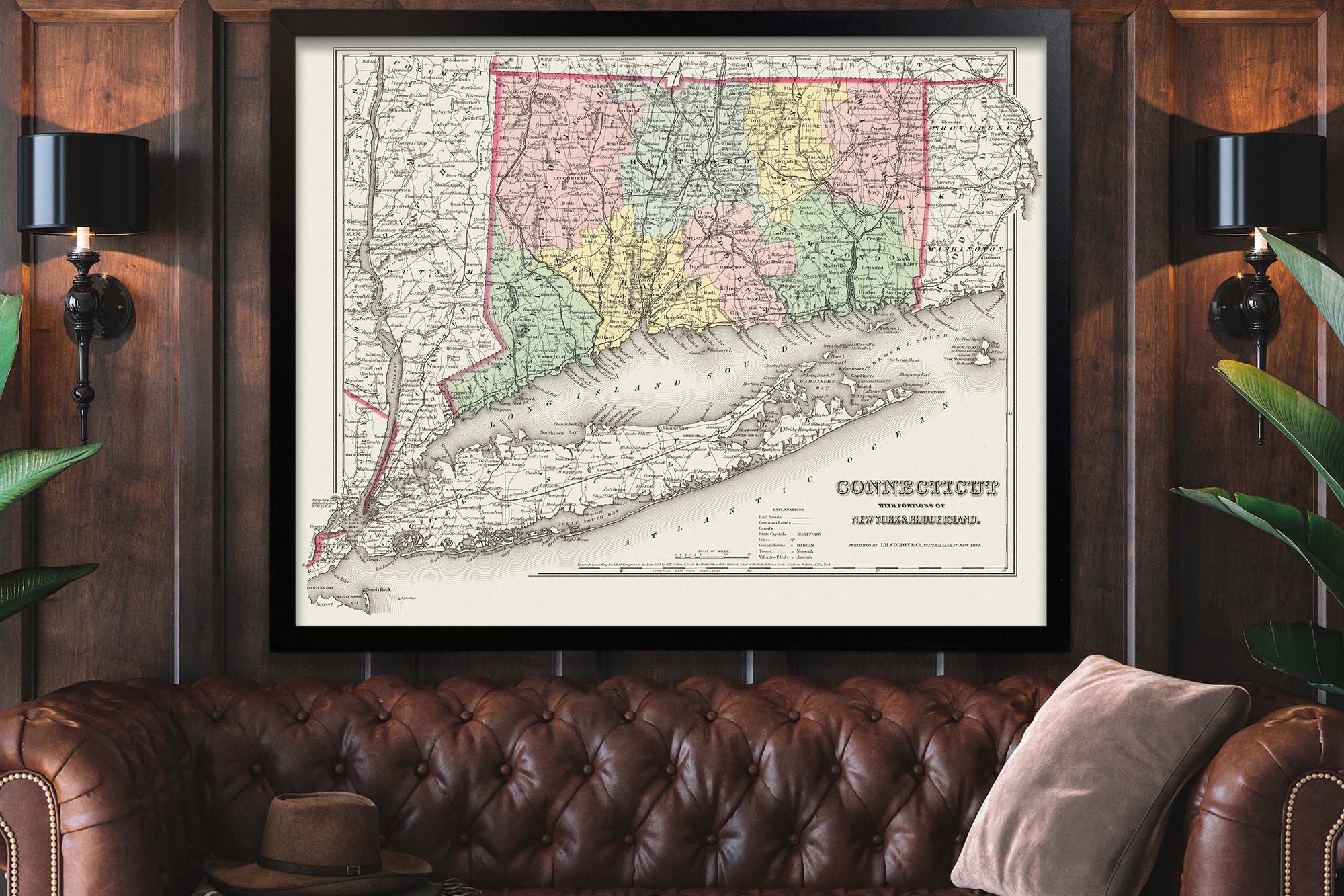 1850 Connecticut map