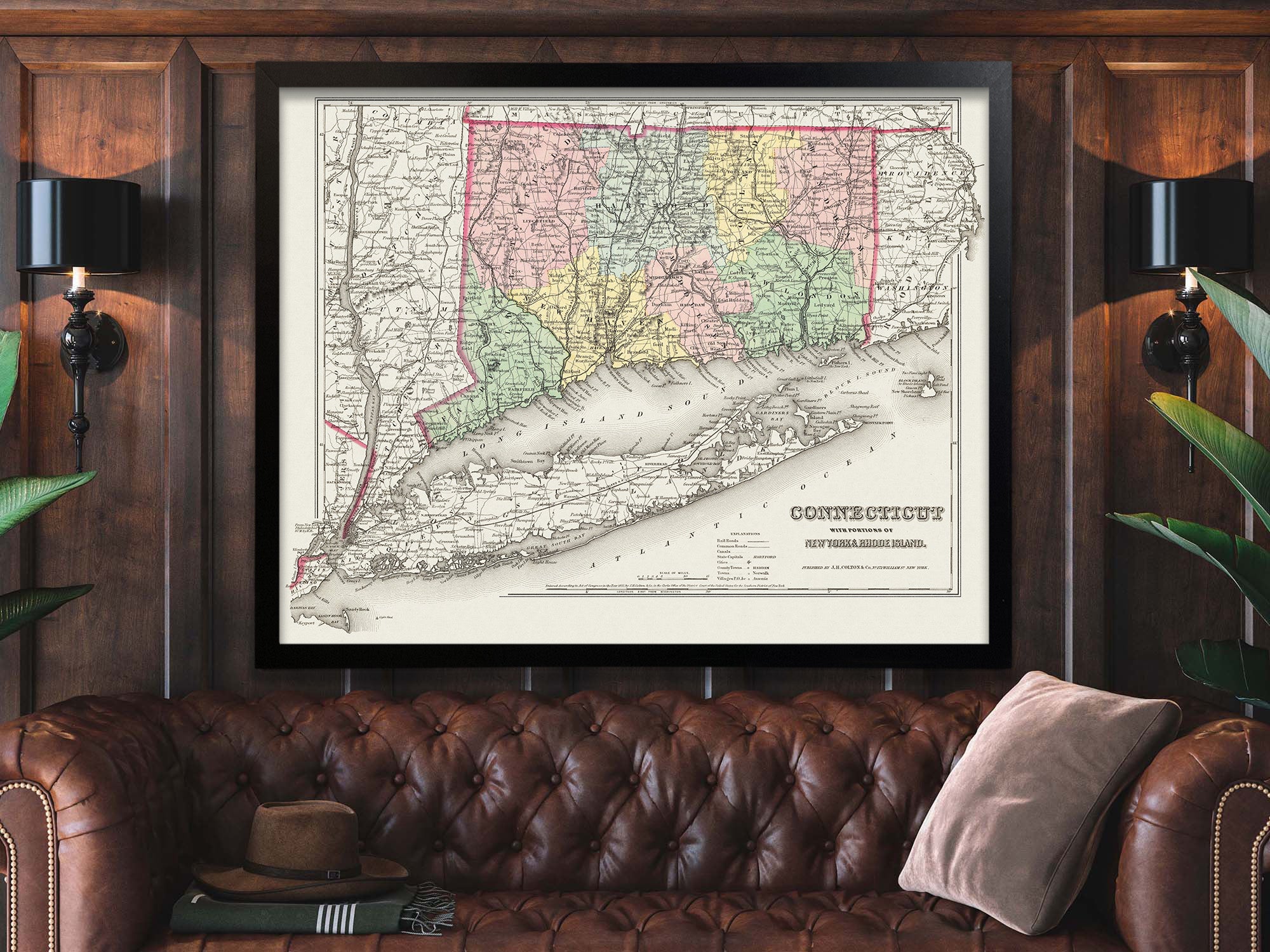 1850 Connecticut map