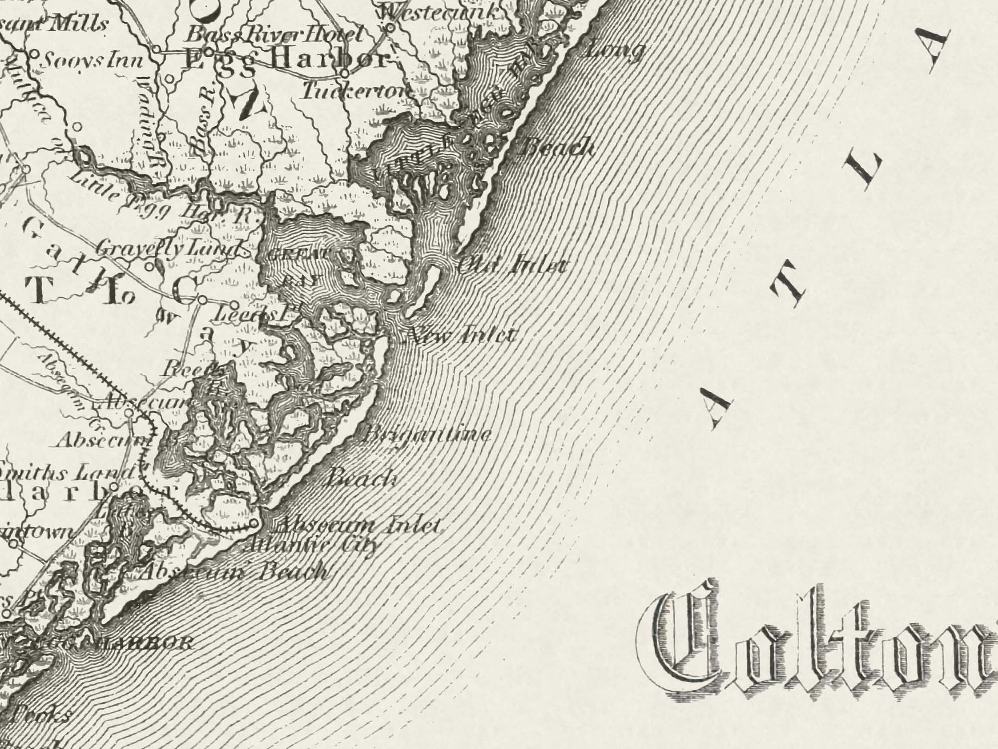 vintage new jersey map with cities
