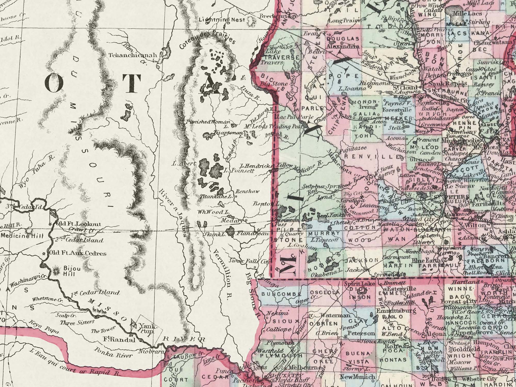 detail of midwest historic map