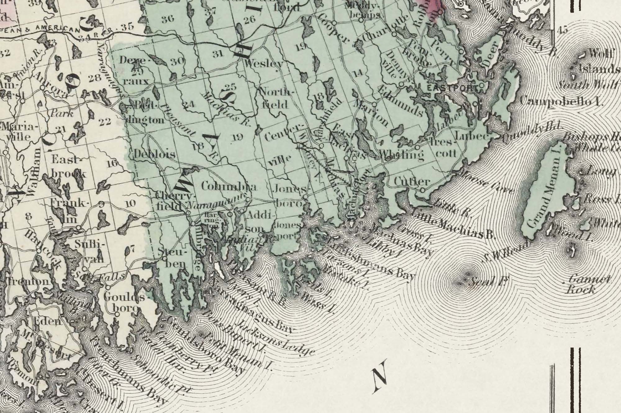 detailed old Maine map
