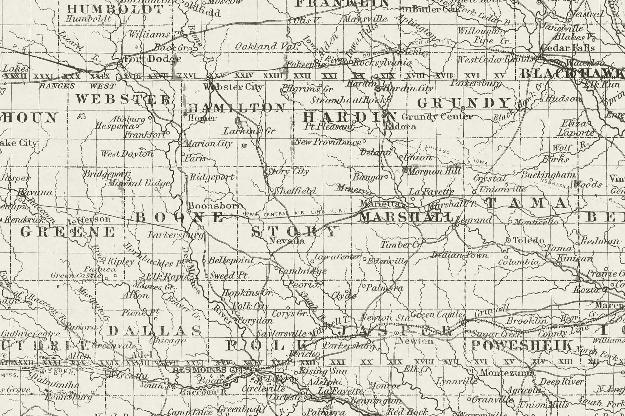 old Iowa map 1800s