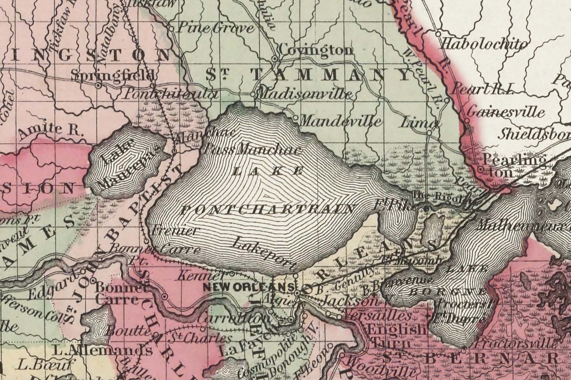 detailed antique Louisiana map