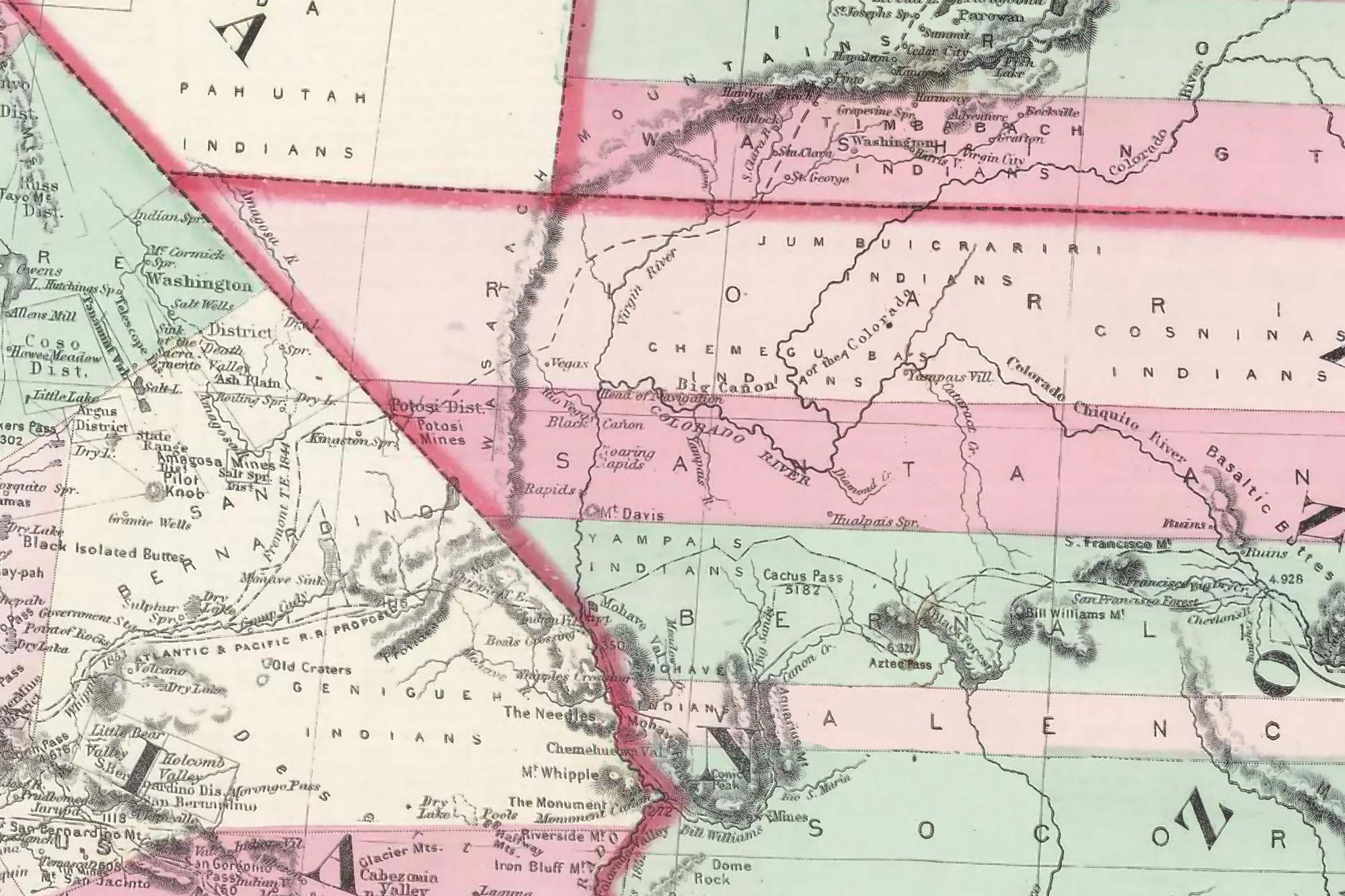 detailed 1800s map of the west coast