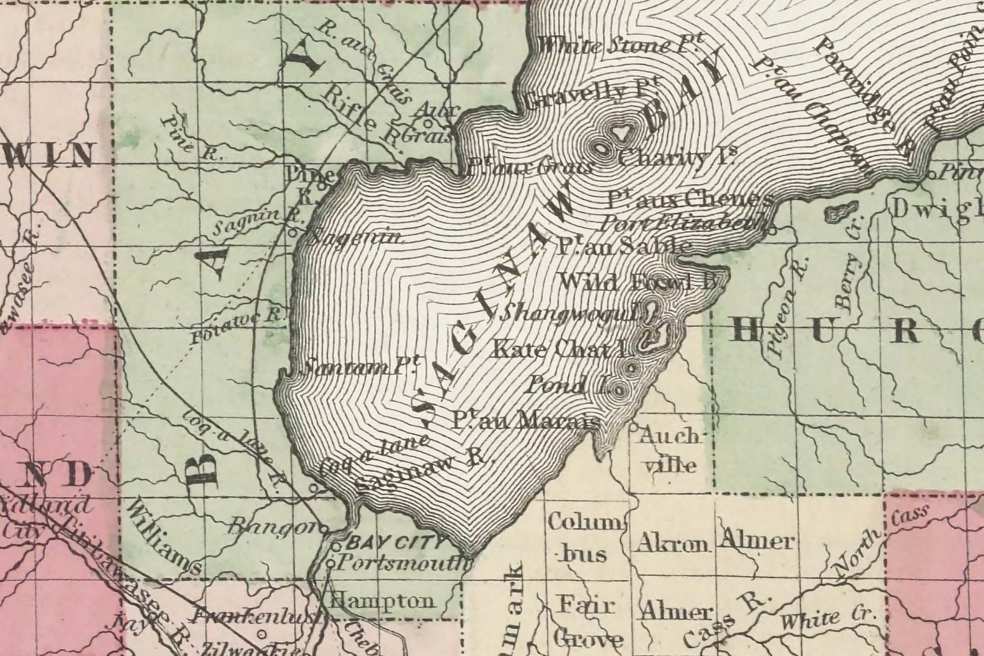 detailed antique michigan map