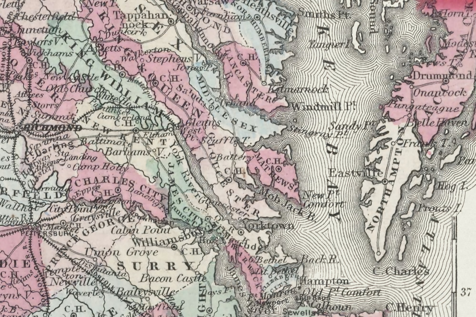 detailed old Virginia map for sale