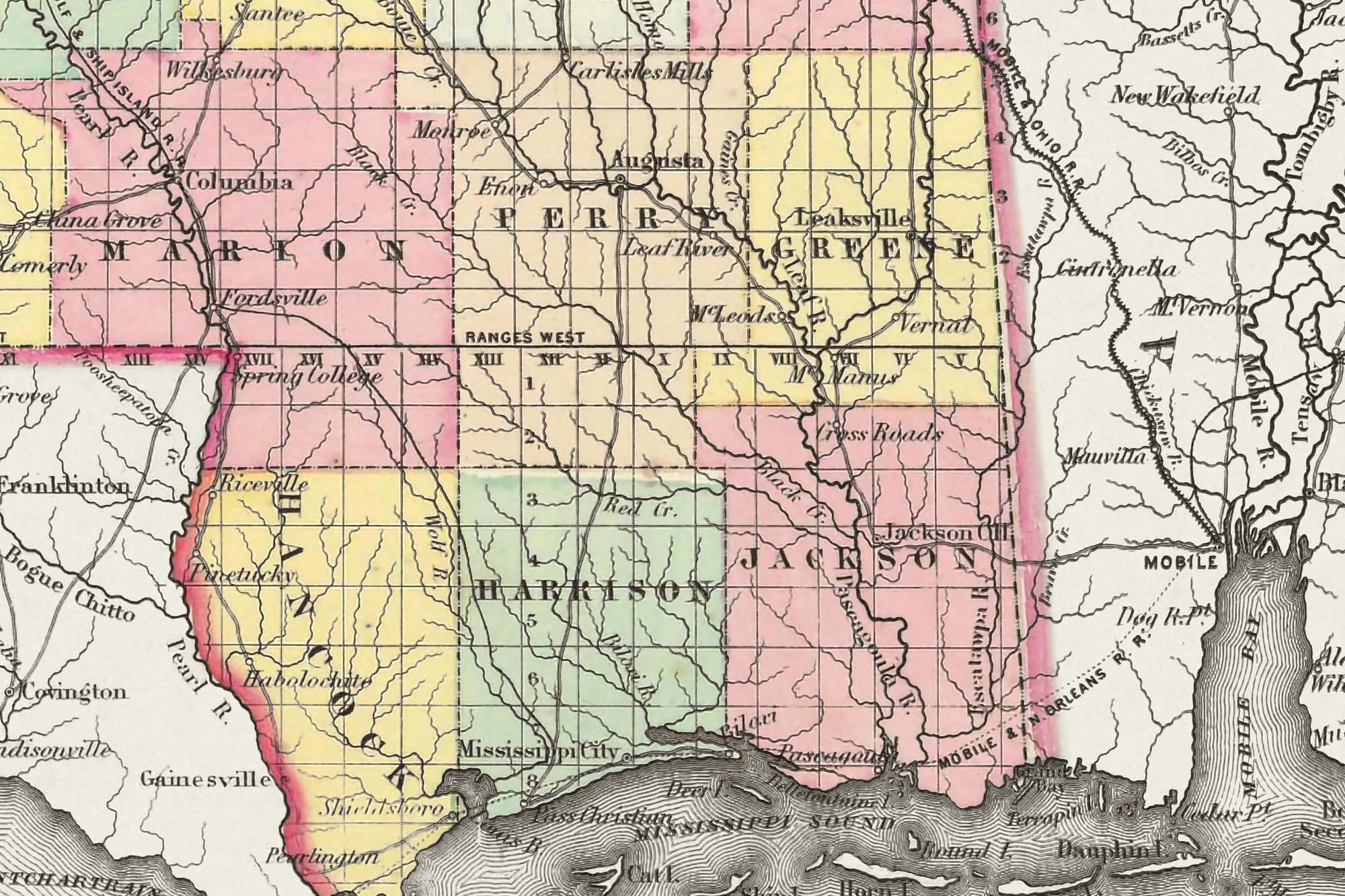 old Mississippi map 1800s