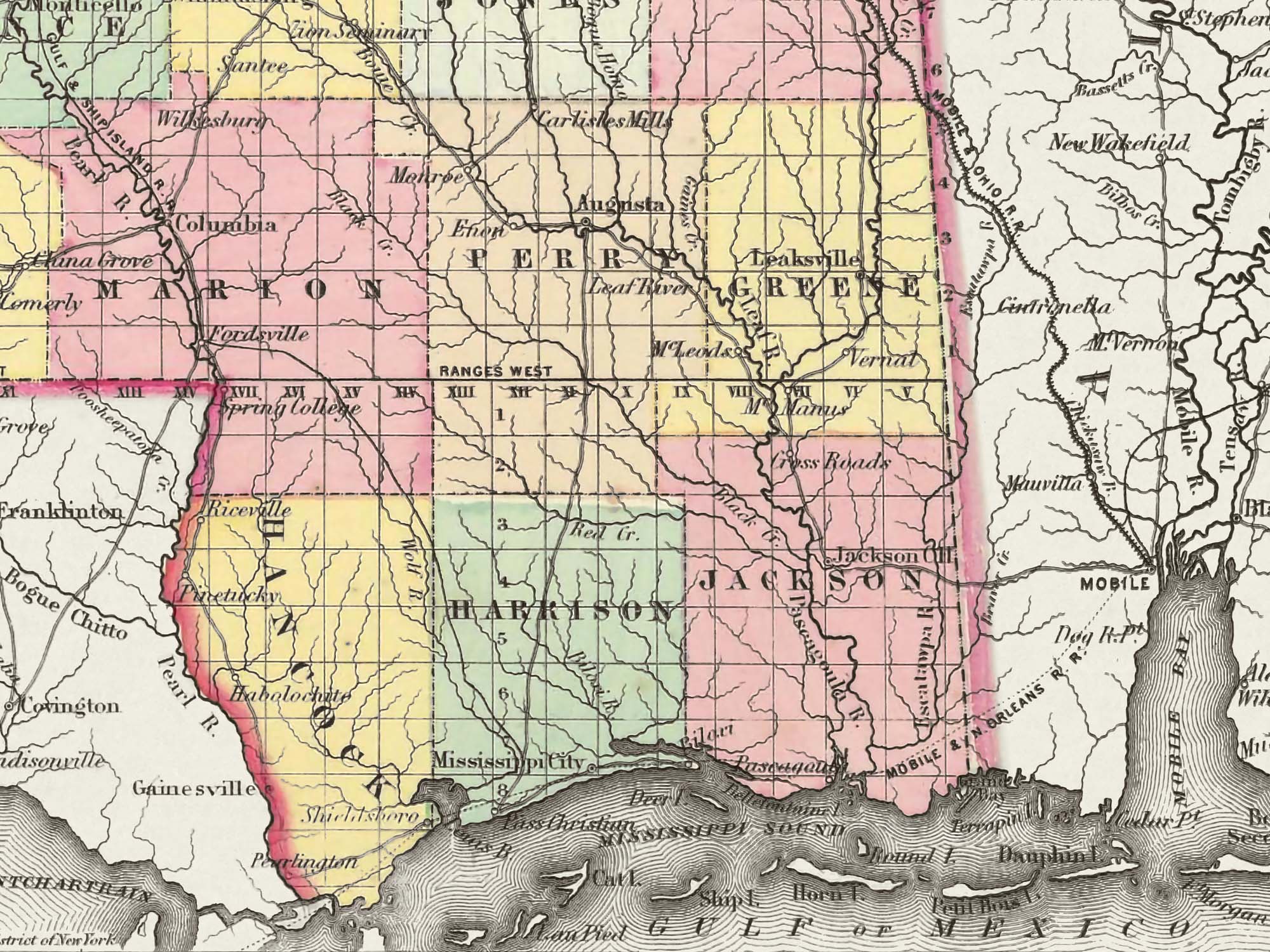 old Mississippi map 1800s