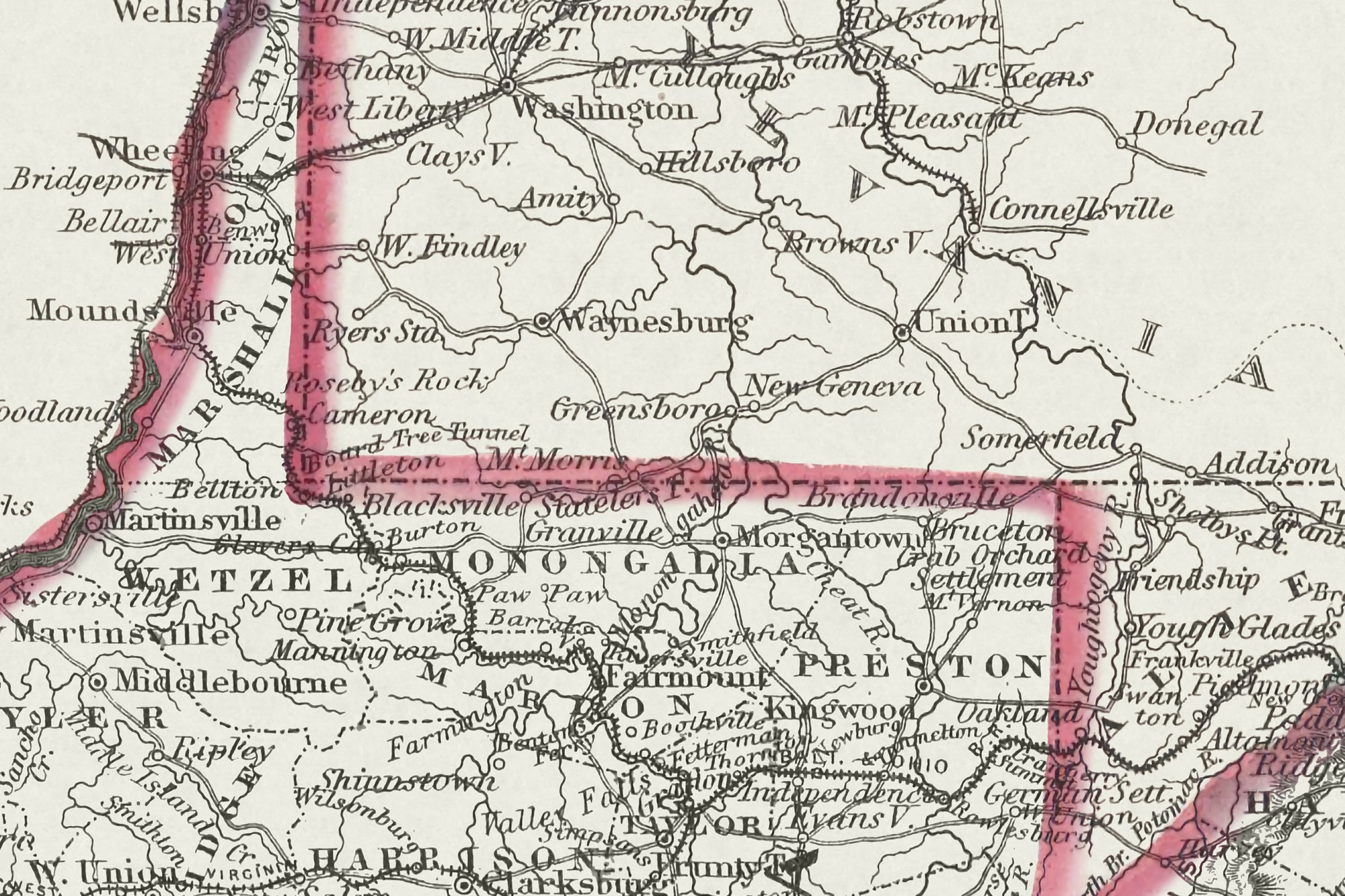 old virginia map with cities